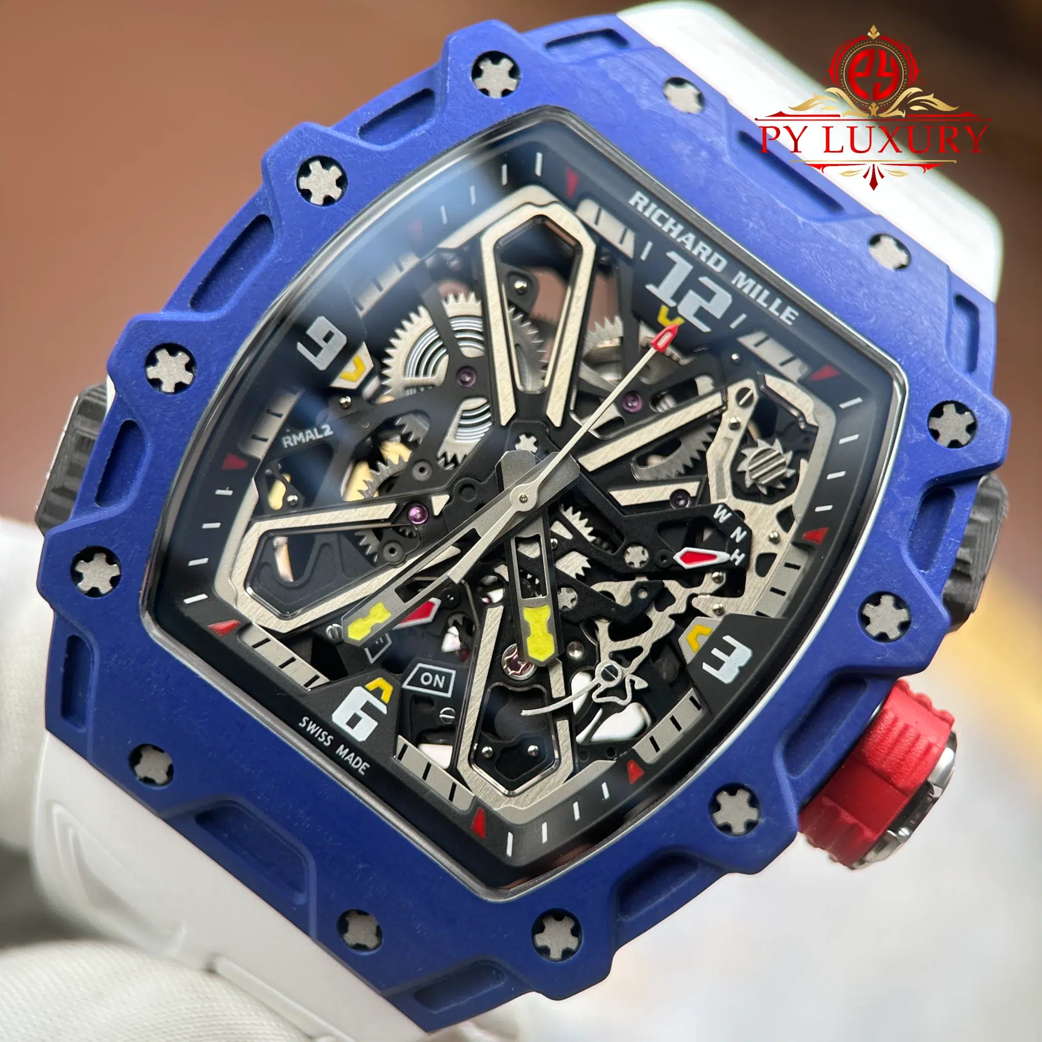 Richard Mille RM35-03 Rafael Nadal Blue Quartz TPT White Rubber Strap - 4