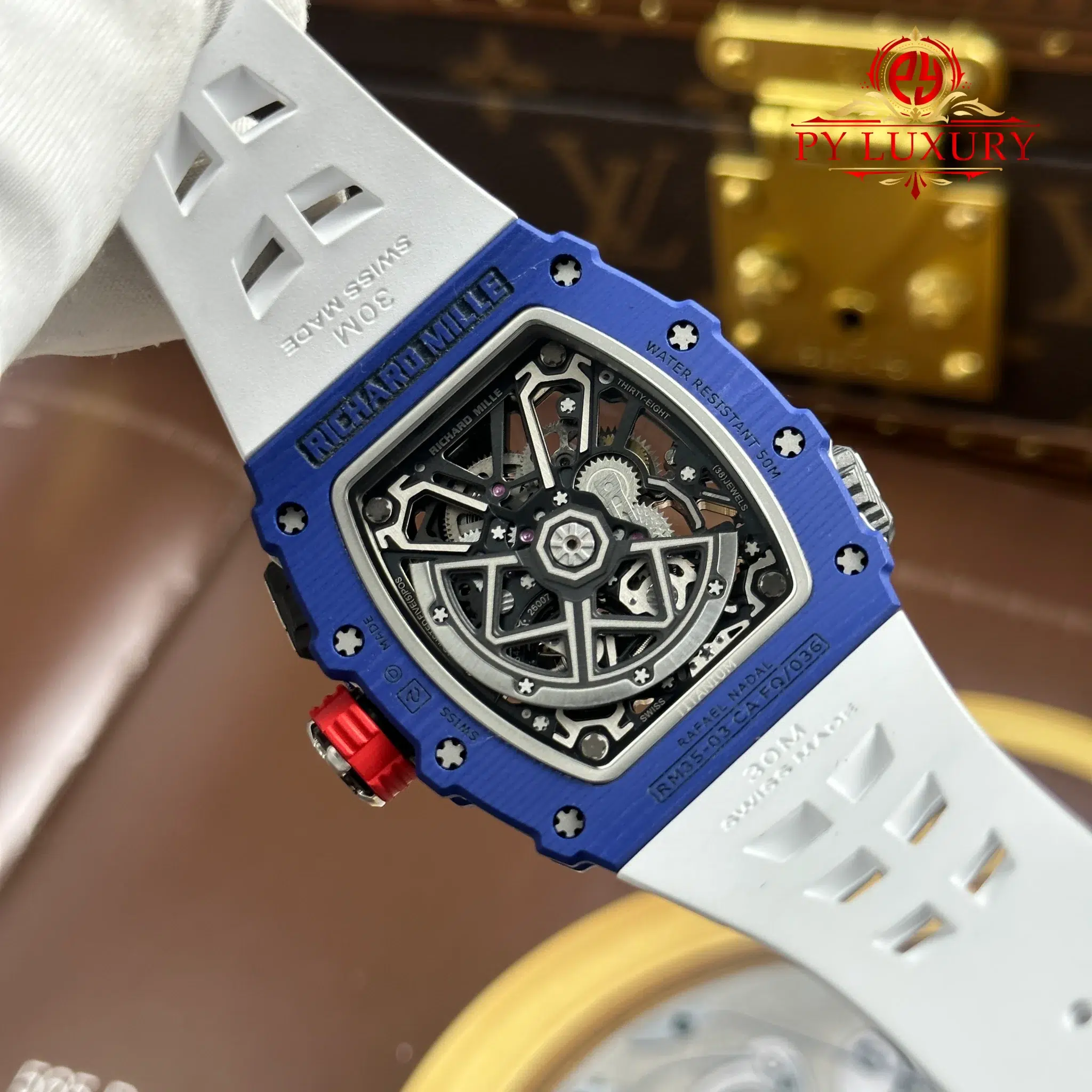 Richard Mille RM35-03 Rafael Nadal Blue Quartz TPT White Rubber Strap - 9