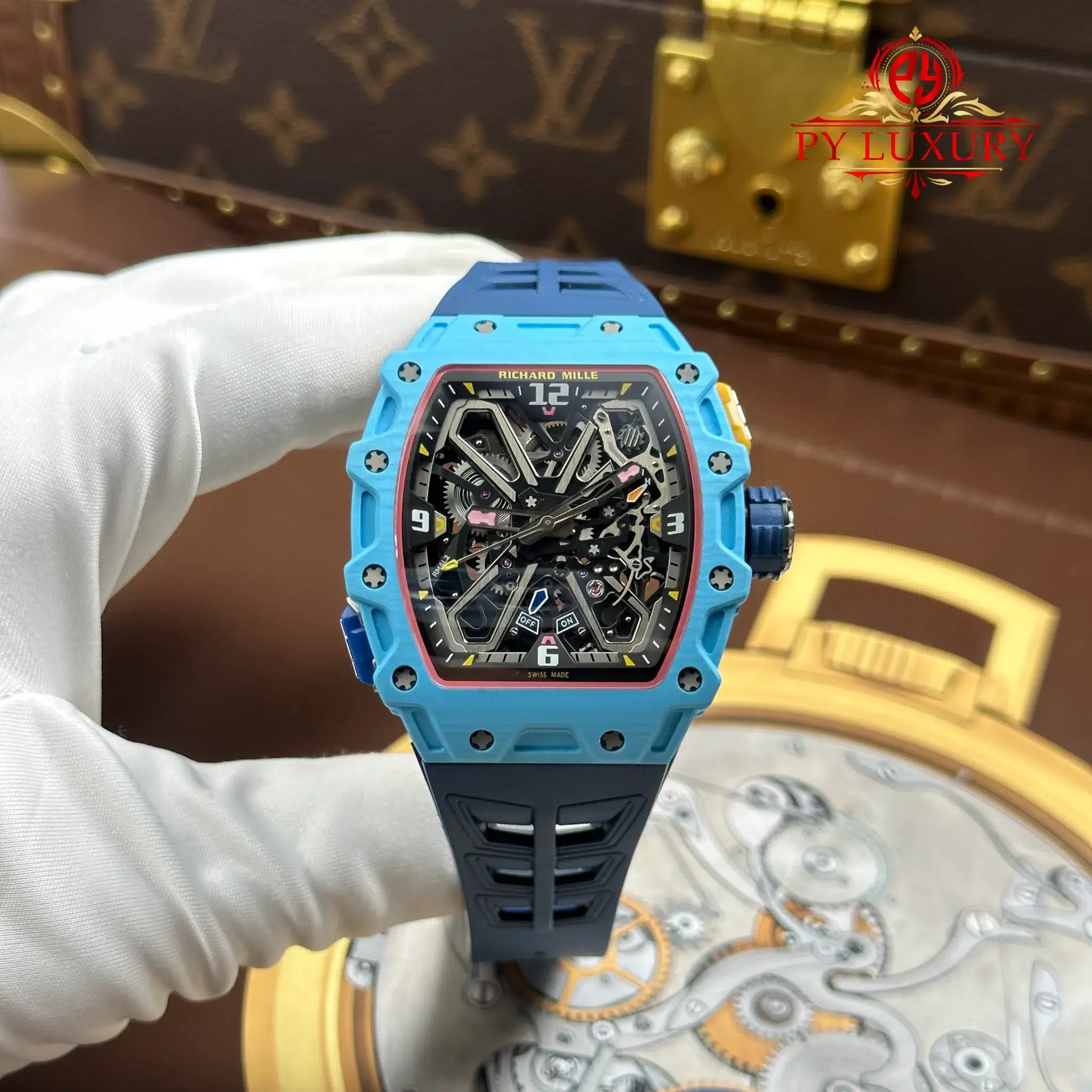 Richard Mille Rm35-03 Rafael Nadal Pastel Blue Quartz TPT - 1 Richard Mille RM35-03 Rafael Nadal Pastel Blue Quartz TPT Rubber Strap Best Replica