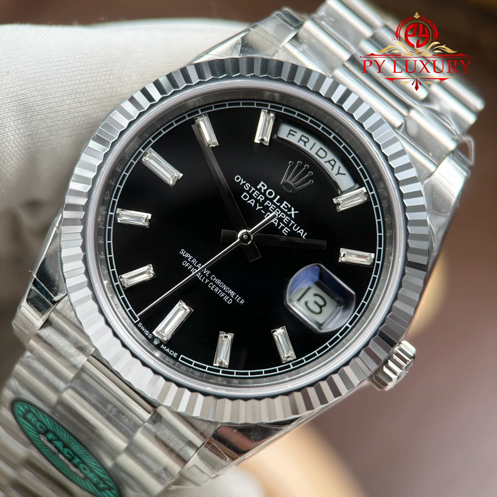 Rolex Day-Date 228239-0005 Black Diamond-set Dial Top Quality Replica 210g RCF - 4