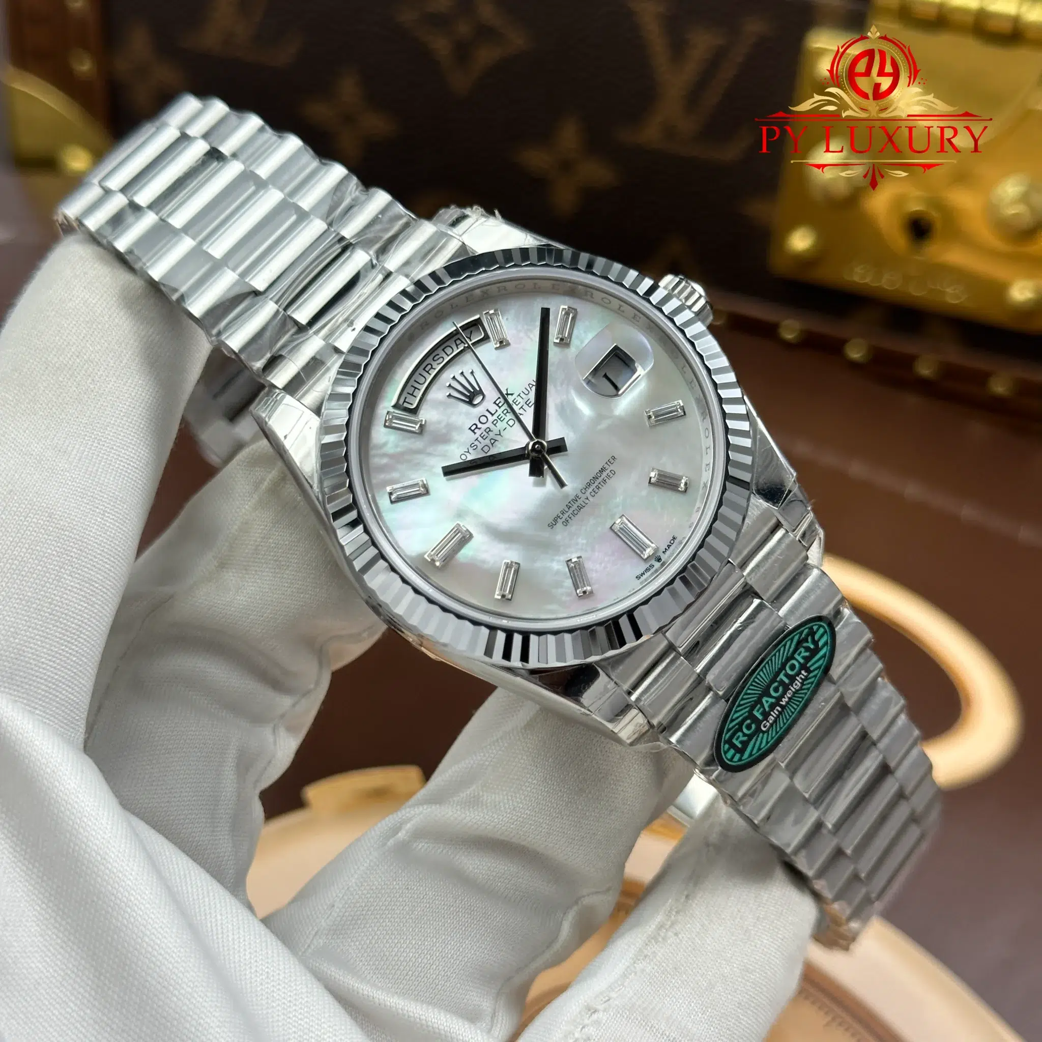 Rolex Day-Date 228239-0078 White MOP Diamond-set Dial Top Quality Replica 210g RCF - 2