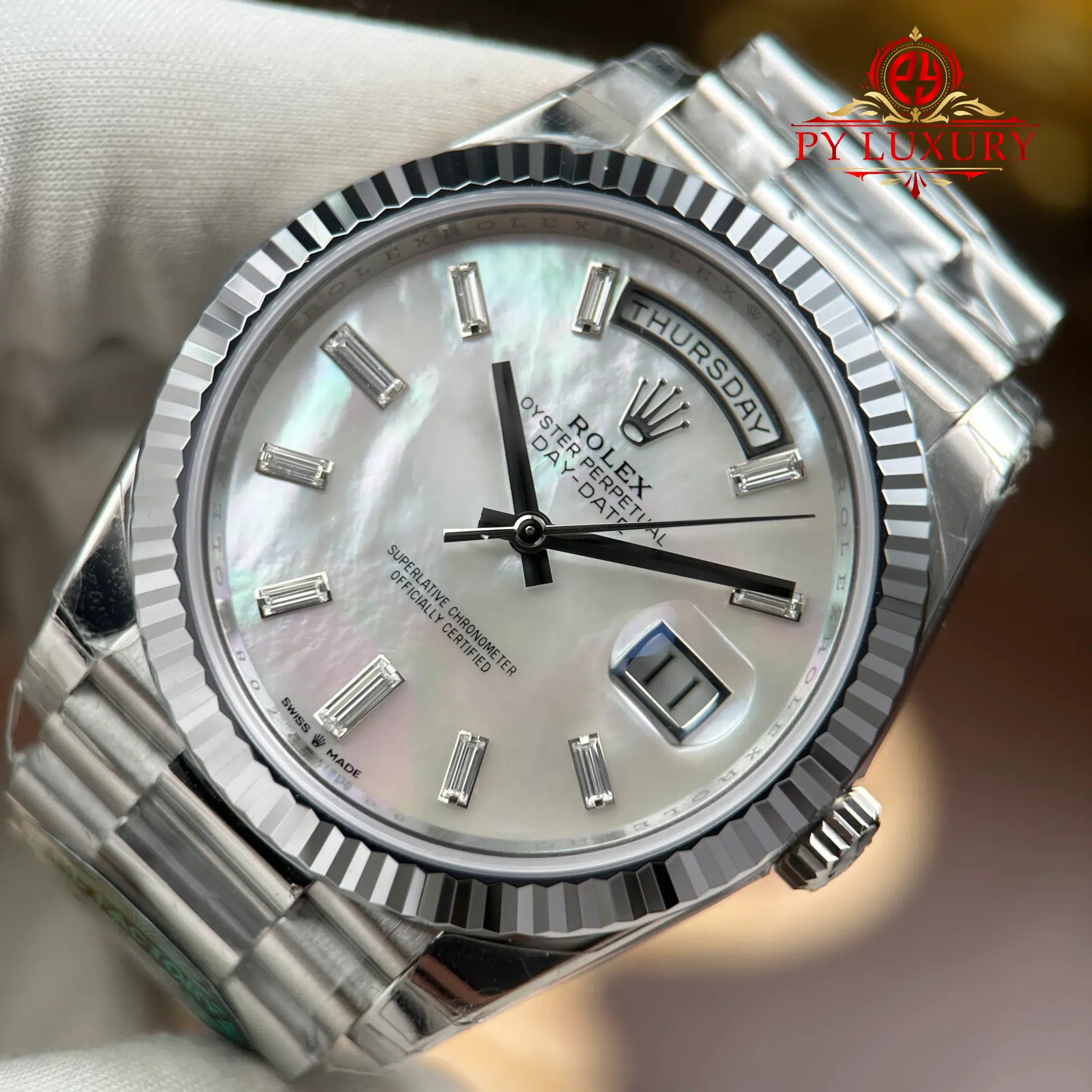 Rolex Day-Date 228239-0078 White MOP Diamond-set Dial Top Quality Replica 210g RCF - 5
