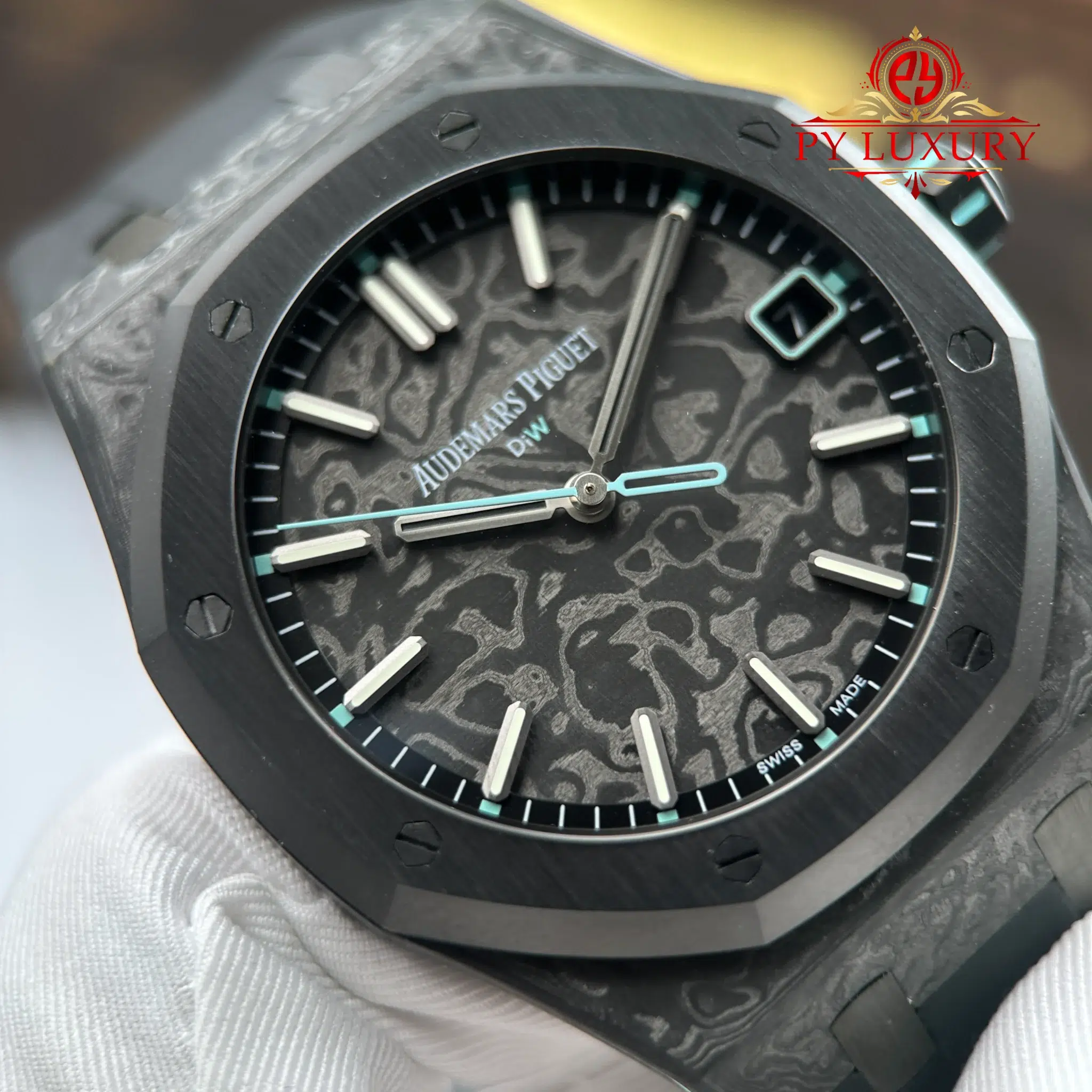 Audemars Piguet Royal Oak 15500ST DiW Voidline Aqua Carbon Fiber Rubber Strap - 6