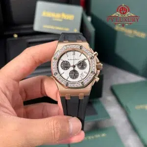 Audemars Piguet Royal Oak Offshore 26231OR Rose Gold Silver Dial Diamond Bezel 1:1 Best Replica PPF 37mm