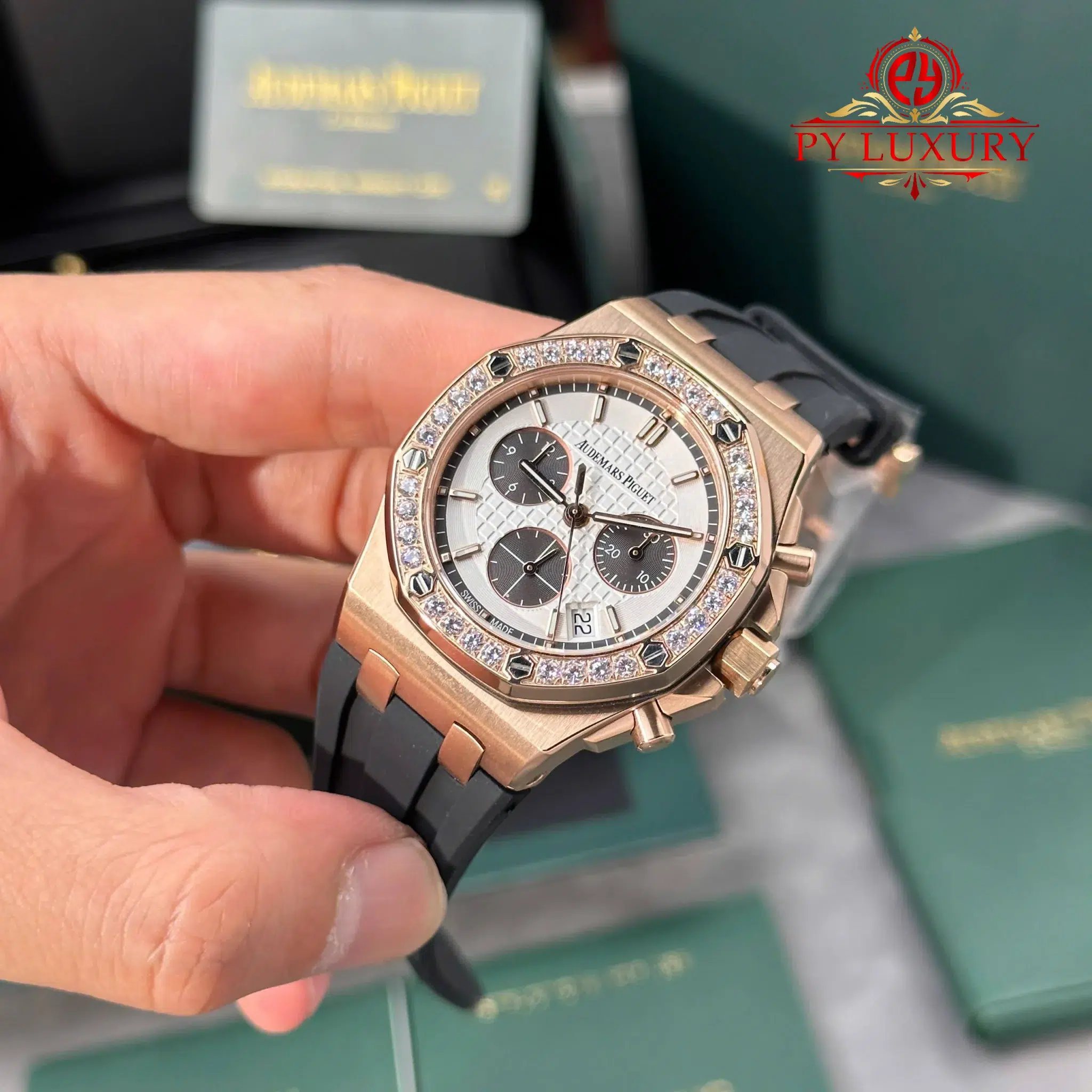 Audemars Piguet Royal Oak Offshore 26231OR Rose Gold Silver Dial Diamond Bezel 1 1 Best Replica PPF - 3