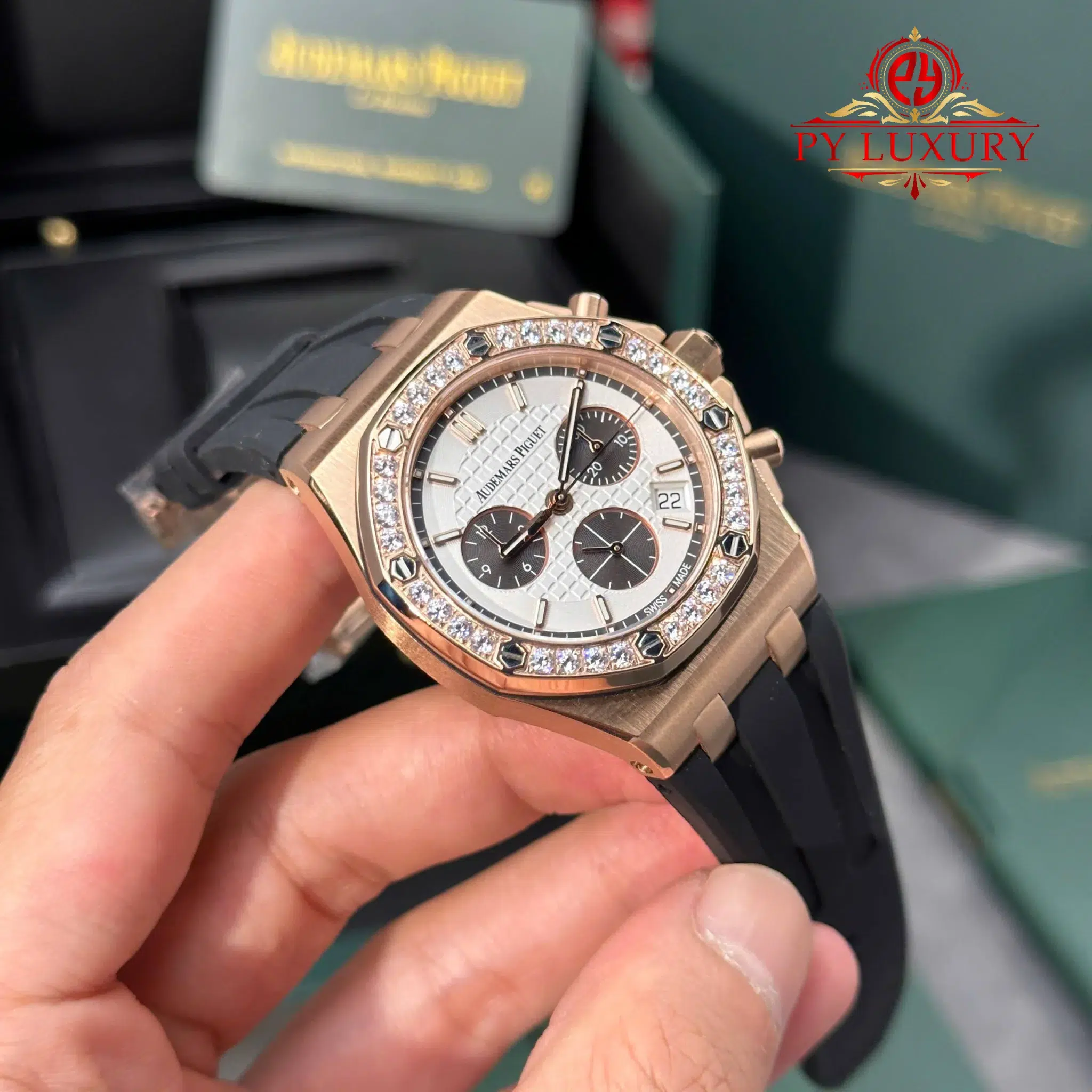 Audemars Piguet Royal Oak Offshore 26231OR Rose Gold Silver Dial Diamond Bezel 1 1 Best Replica PPF - 4