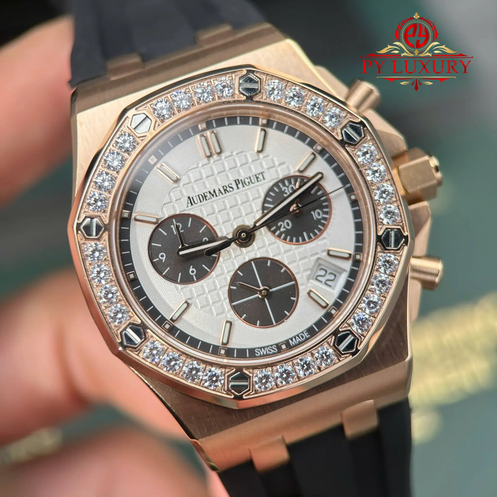 Audemars Piguet Royal Oak Offshore 26231OR Rose Gold Silver Dial Diamond Bezel 1 1 Best Replica PPF - 5