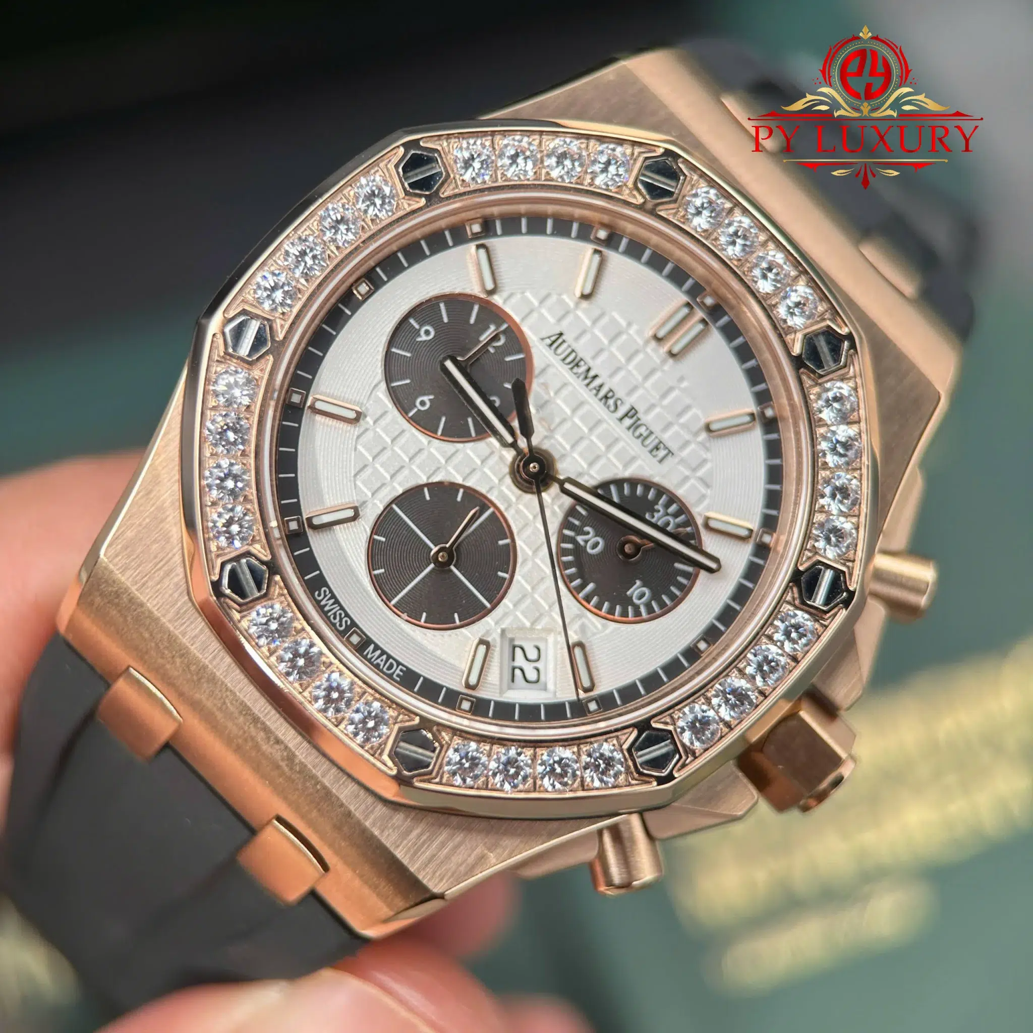 Audemars Piguet Royal Oak Offshore 26231OR Rose Gold Silver Dial Diamond Bezel 1 1 Best Replica PPF - 6