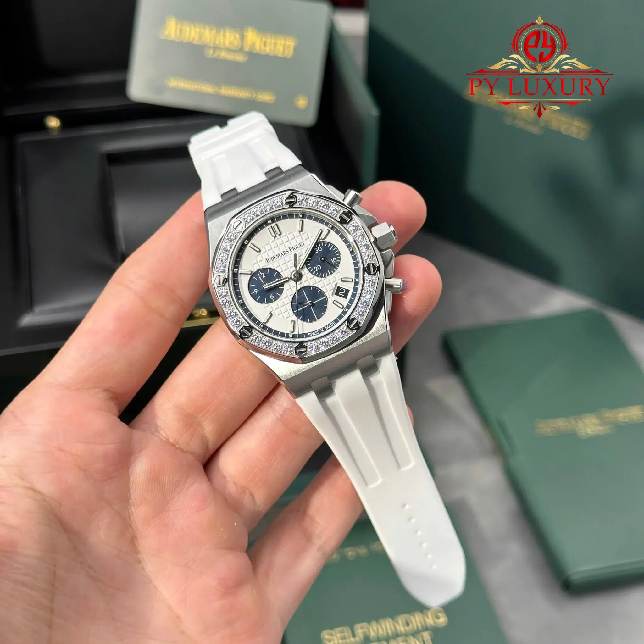 Audemars Piguet Royal Oak Offshore Chronograph 26231ST White Dial Diamond Bezel 1 1 Best Replica PPF - 2