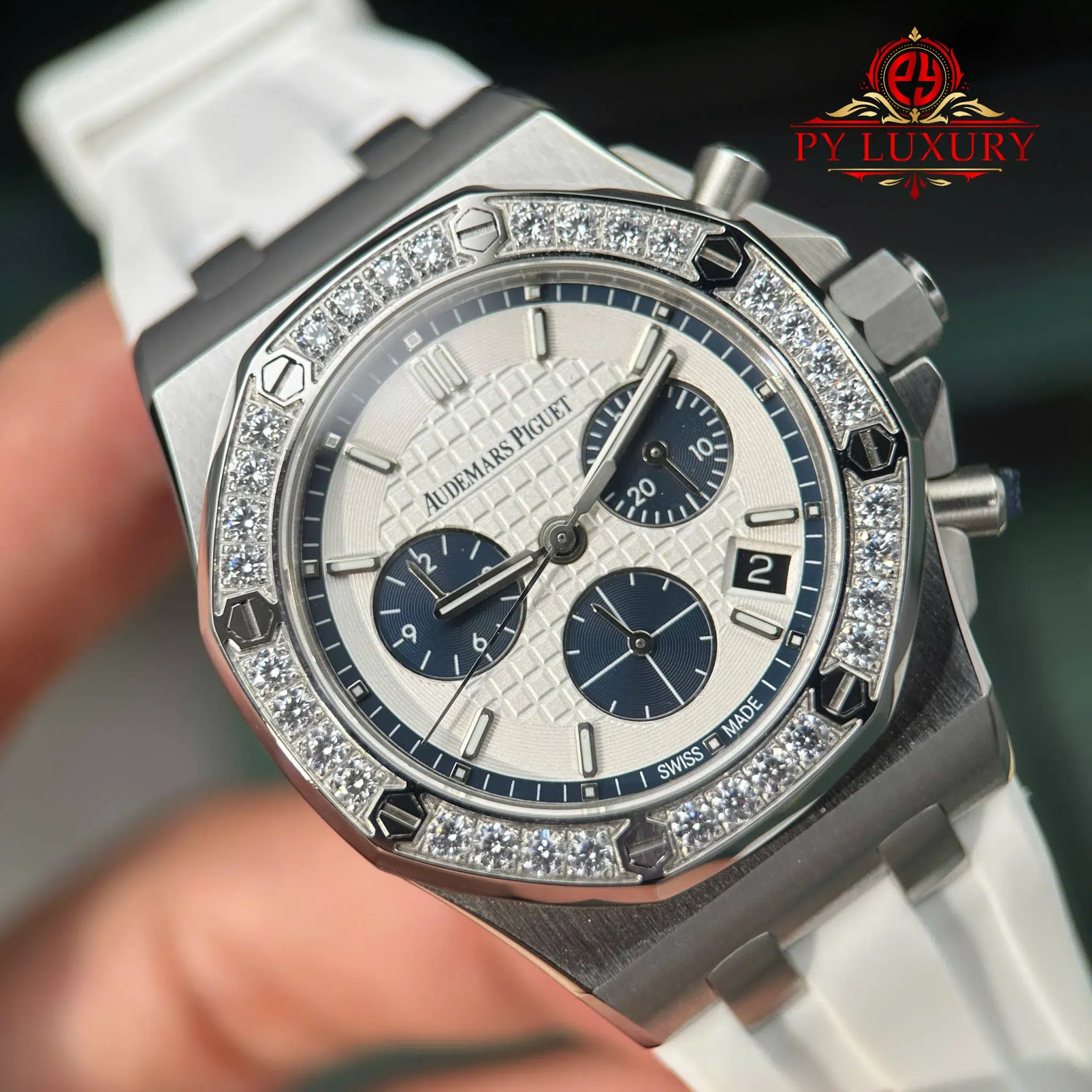 Audemars Piguet Royal Oak Offshore Chronograph 26231ST White Dial Diamond Bezel 1 1 Best Replica PPF - 4