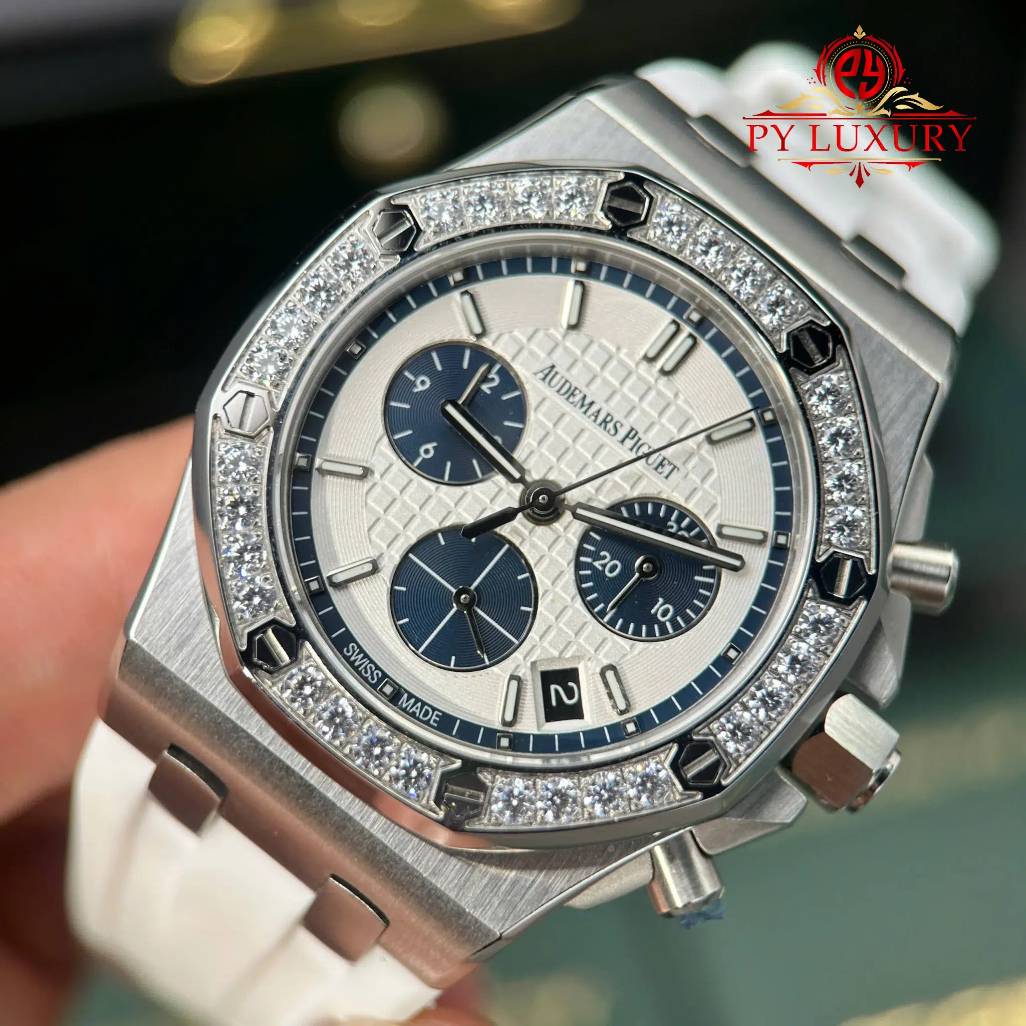 Audemars Piguet Royal Oak Offshore Chronograph 26231ST White Dial Diamond Bezel 1 1 Best Replica PPF - 5