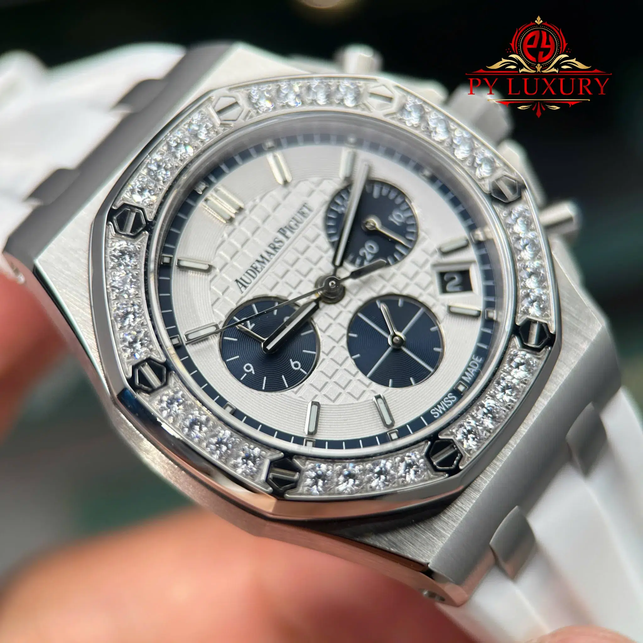 Audemars Piguet Royal Oak Offshore Chronograph 26231ST White Dial Diamond Bezel 1 1 Best Replica PPF - 6