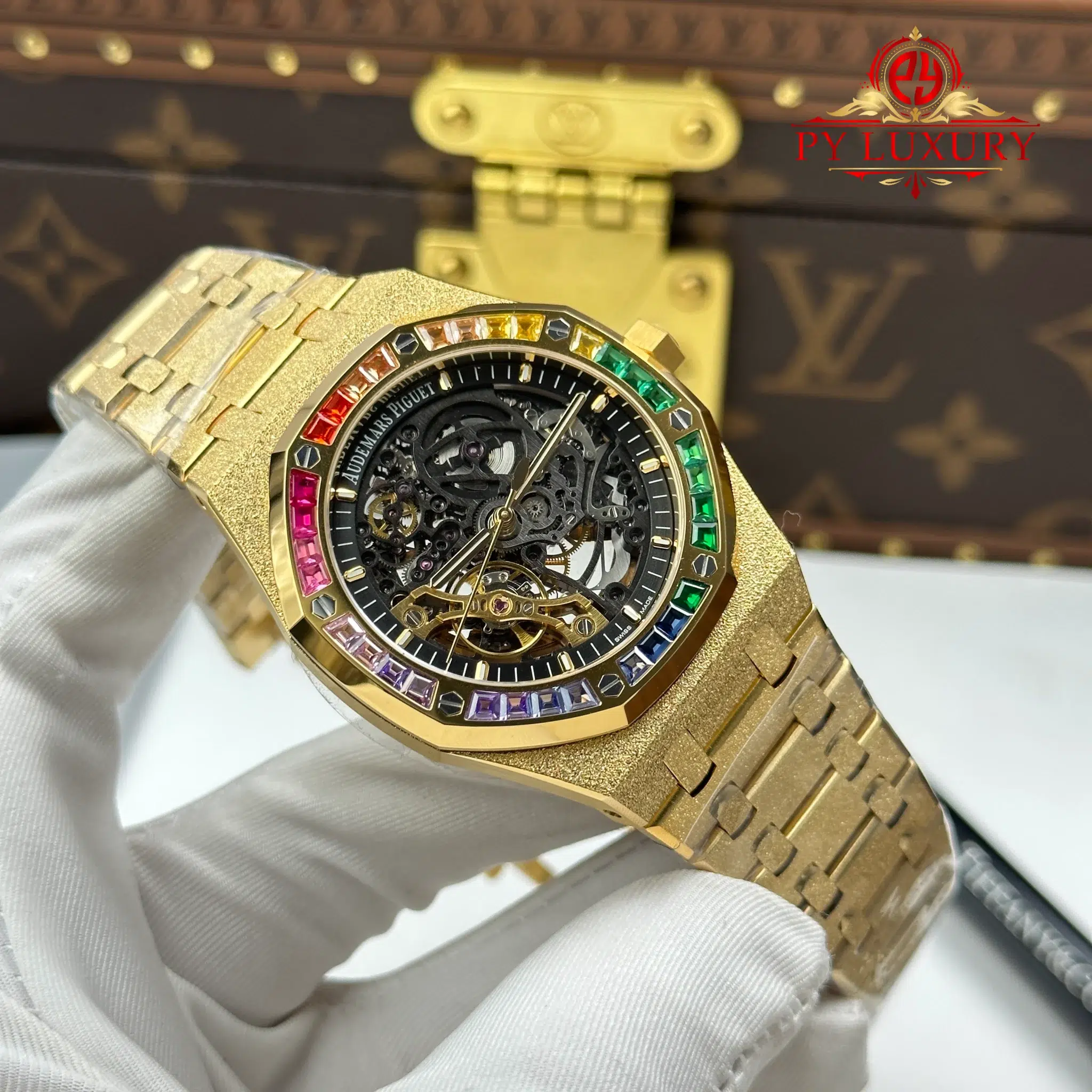 Audemars Piguet Royal Oak Openworked 15412BA Rainbow Frosted Yellow Gold - 2