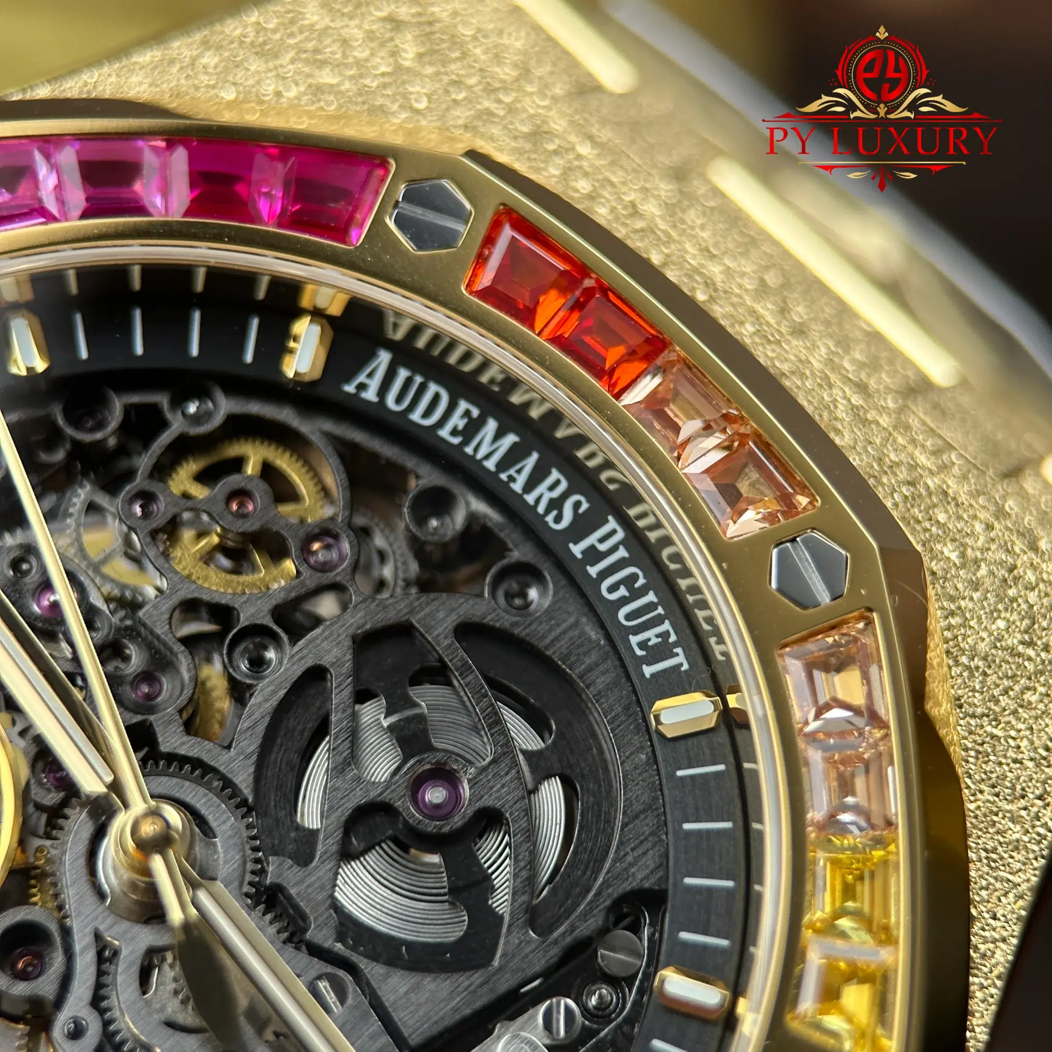 Audemars Piguet Royal Oak Openworked 15412BA Rainbow Frosted Yellow Gold - 6