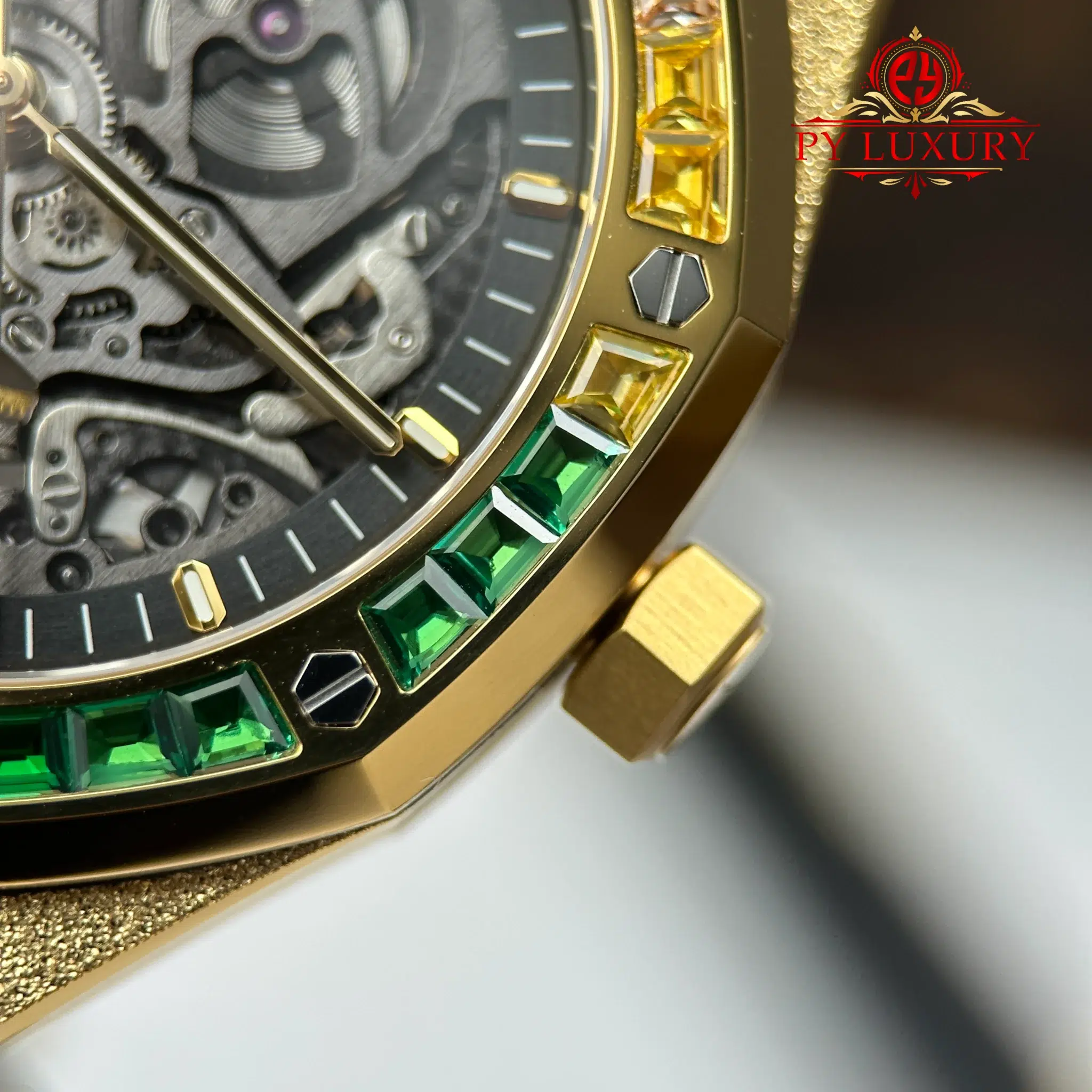 Audemars Piguet Royal Oak Openworked 15412BA Rainbow Frosted Yellow Gold - 7