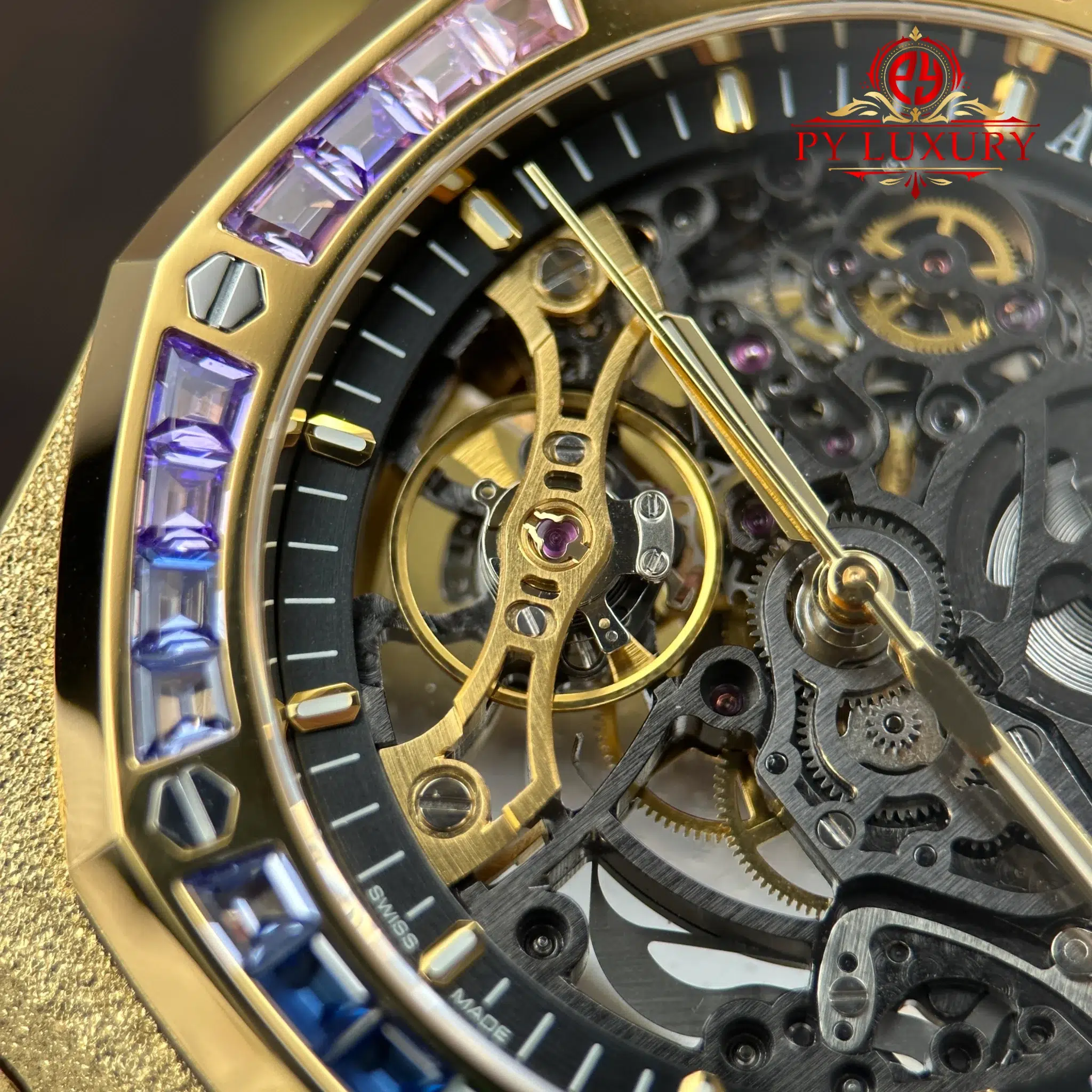 Audemars Piguet Royal Oak Openworked 15412BA Rainbow Frosted Yellow Gold - 8