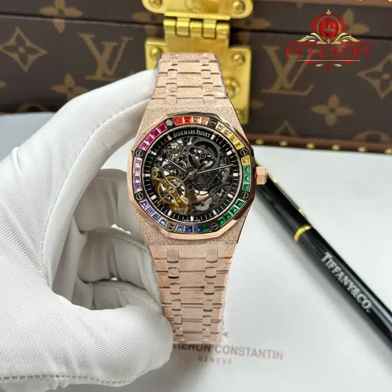 Audemars Piguet Royal Oak Openworked Rainbow 15412OR Frosted Rose Gold ...