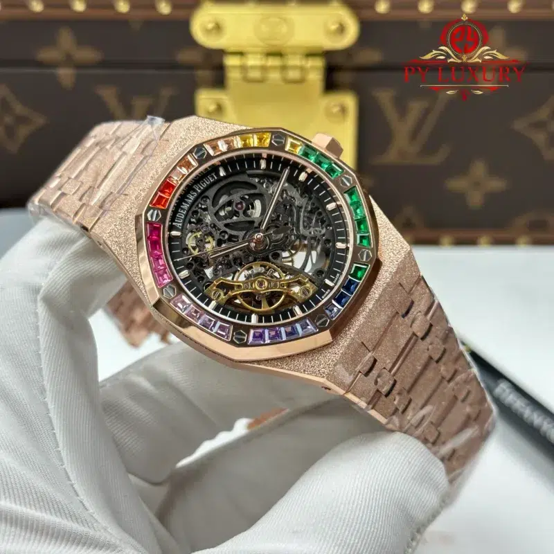 Audemars Piguet Royal Oak Openworked Rainbow 15412OR Frosted Rose Gold ...