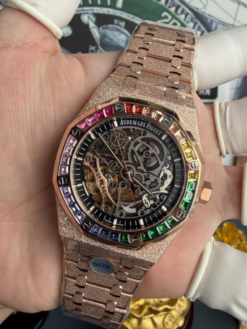 Audemars Piguet Royal Oak Openworked Rainbow 15412OR Frosted Rose Gold ...