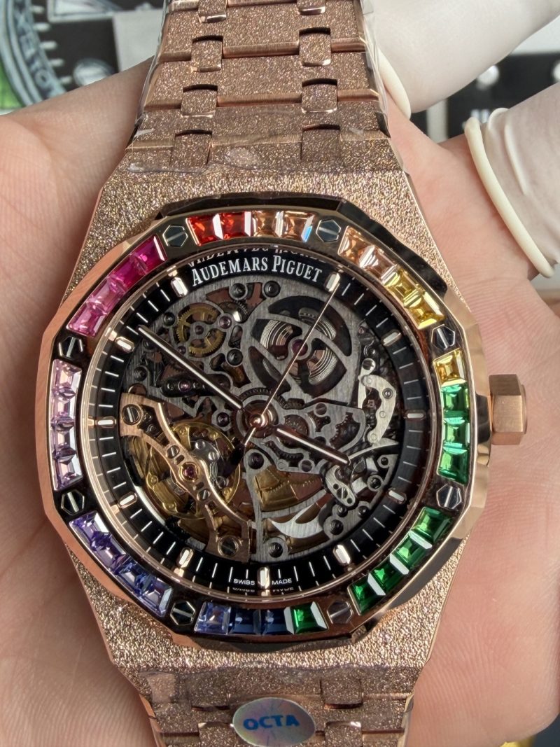 Audemars Piguet Royal Oak Openworked Rainbow 15412OR Frosted Rose Gold ...