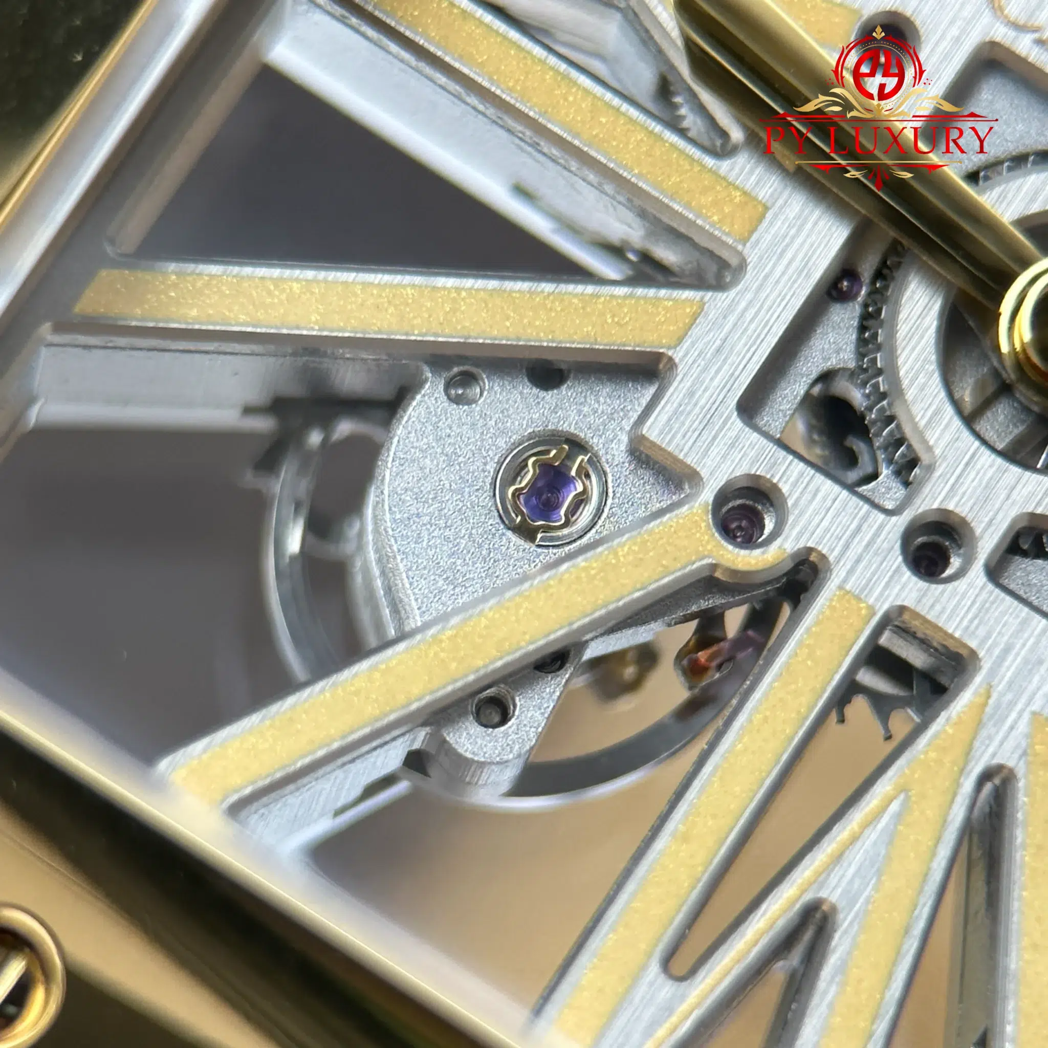Cartier Santos Skeleton Dial WHSA0042 Yellow Gold Large Model Super Clone - 7