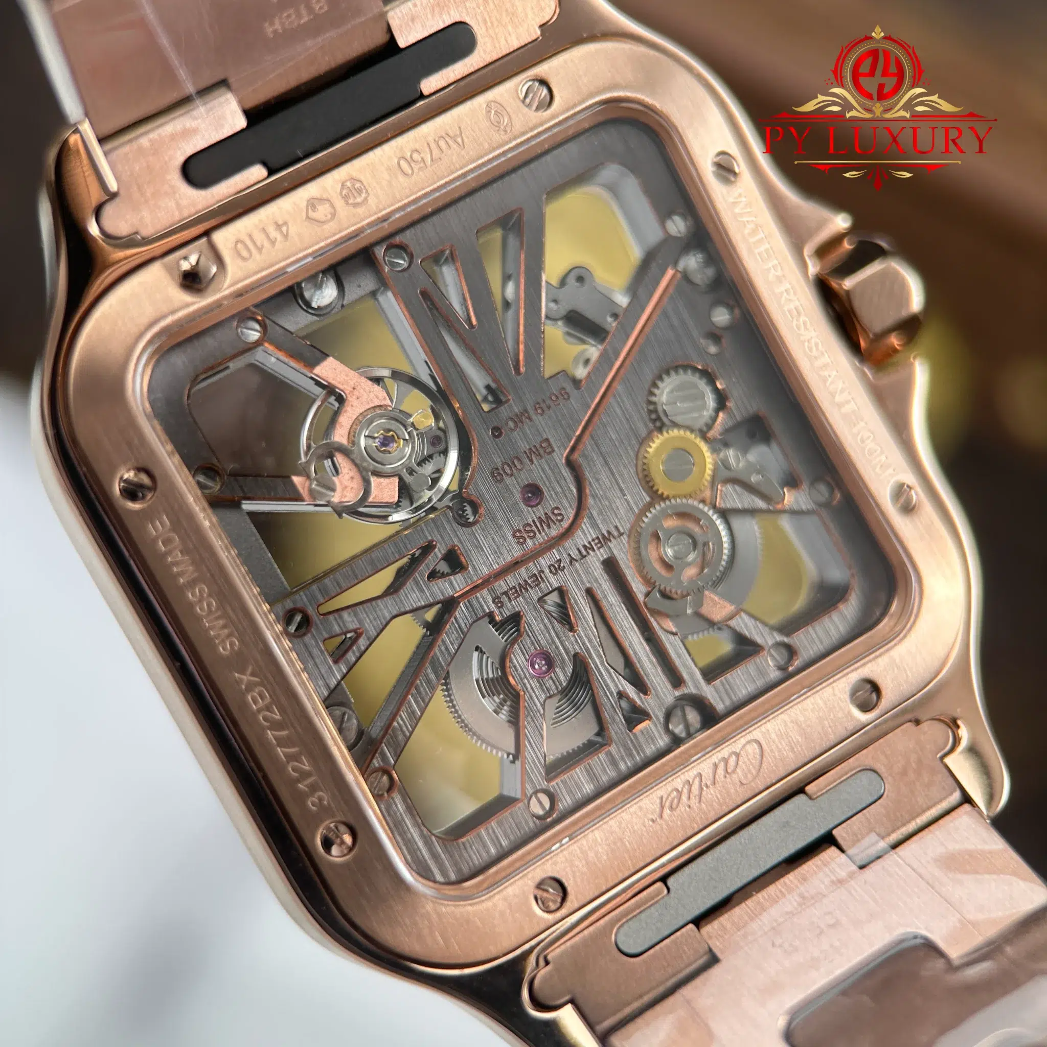 Cartier Santos Skeleton WHSA0016 Rose Gold Super Clone - 11