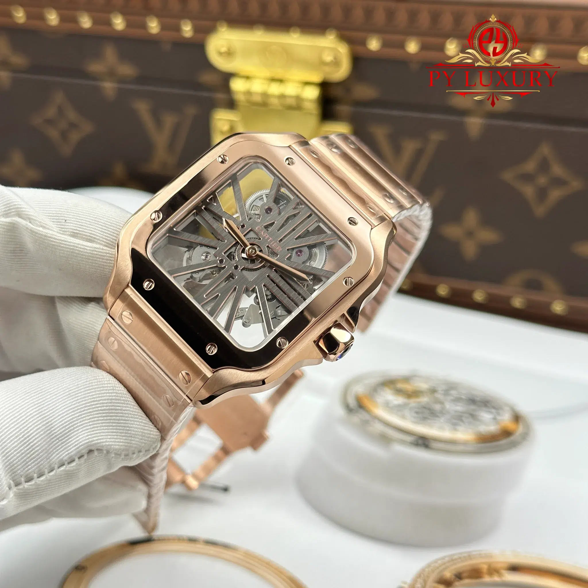 Cartier Santos Skeleton WHSA0016 Rose Gold Super Clone - 2
