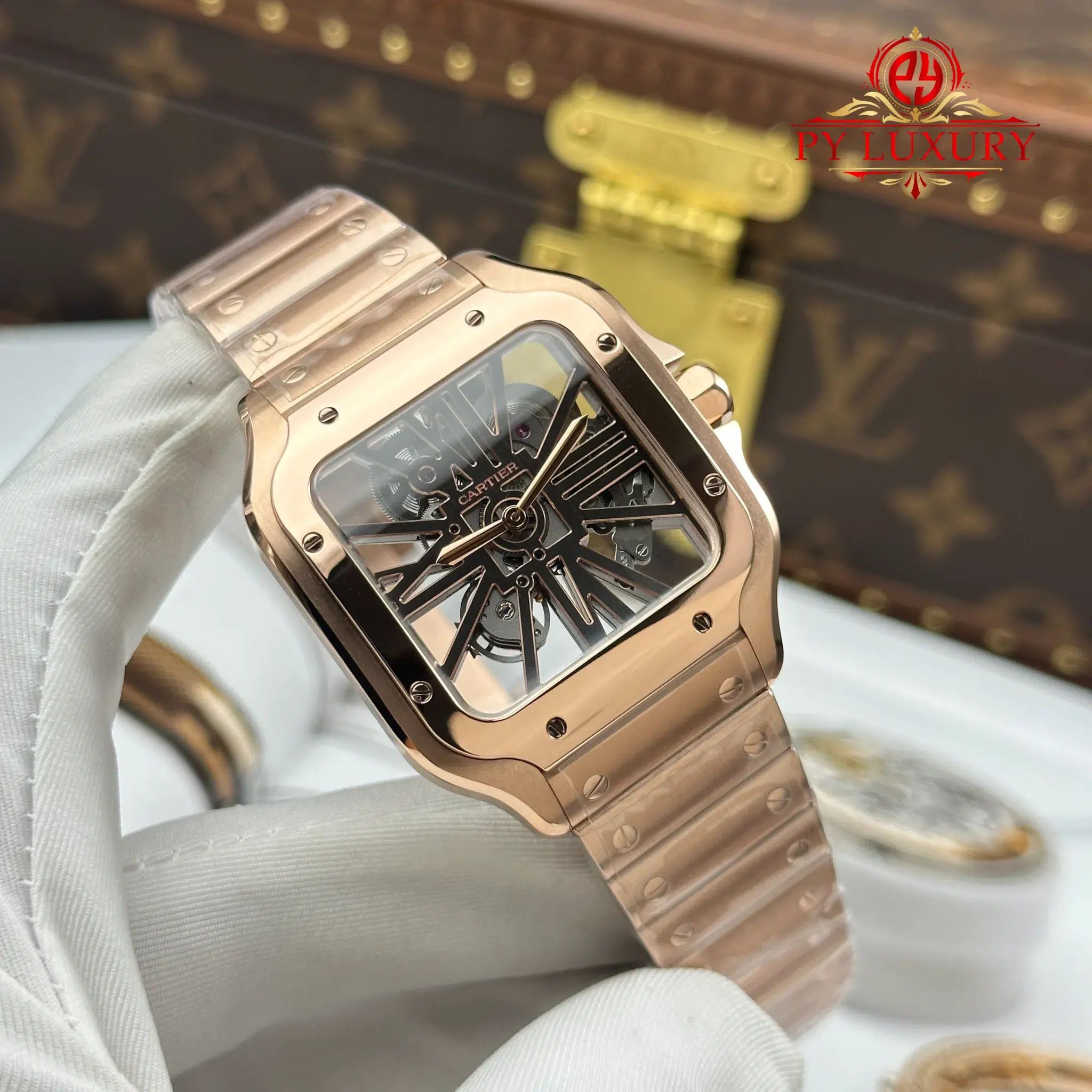 Cartier Santos Skeleton WHSA0016 Rose Gold Super Clone - 3