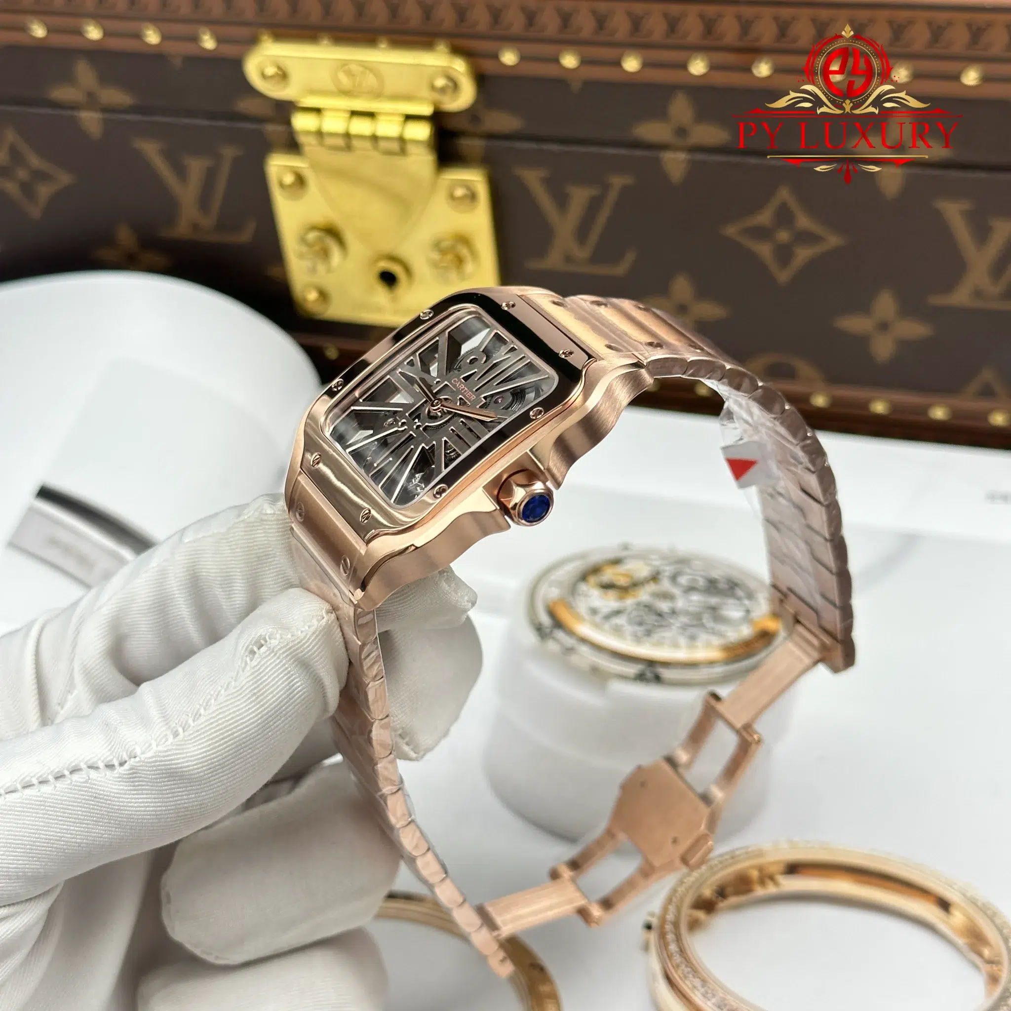Cartier Santos Skeleton WHSA0016 Rose Gold Super Clone - 4