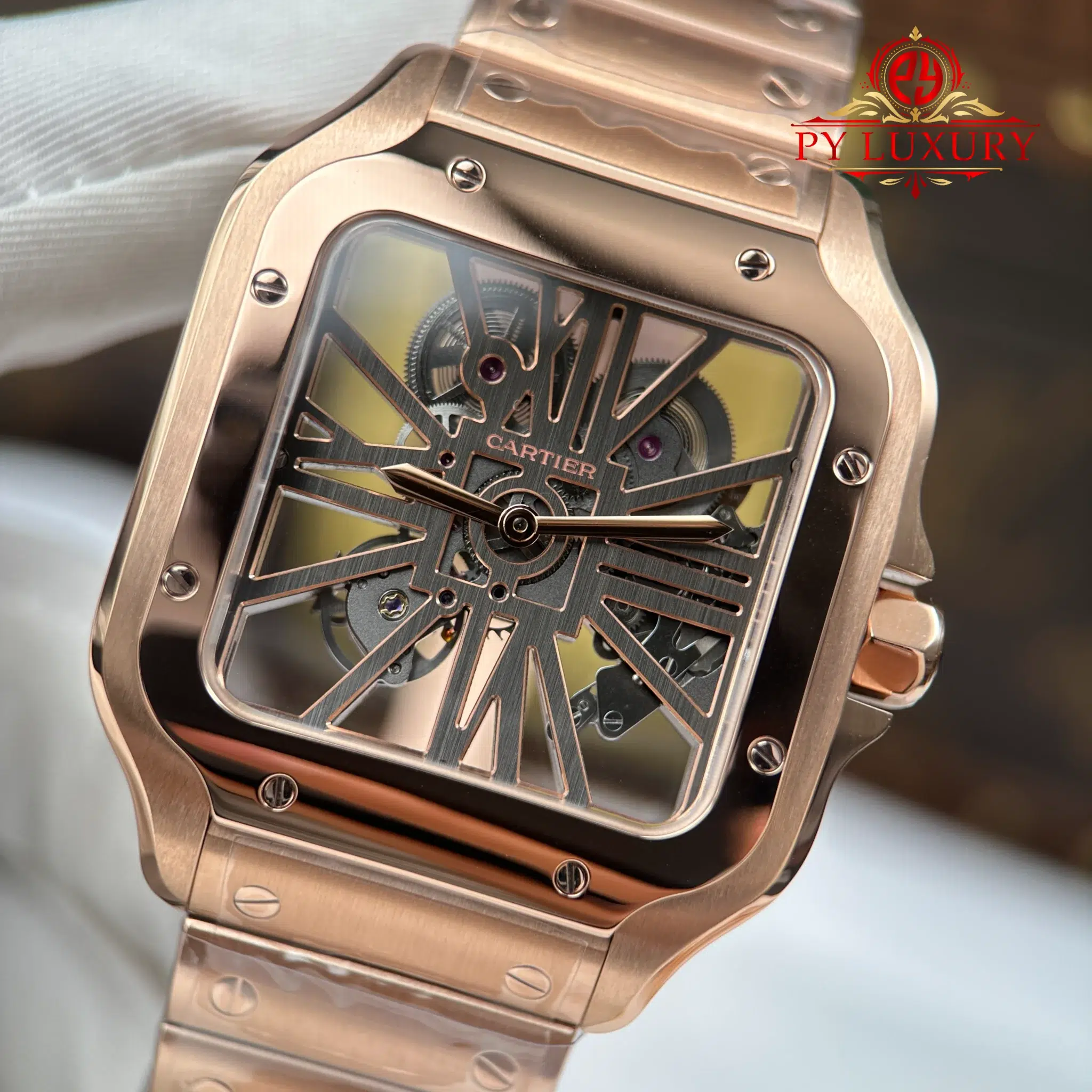 Cartier Santos Skeleton WHSA0016 Rose Gold Super Clone - 5