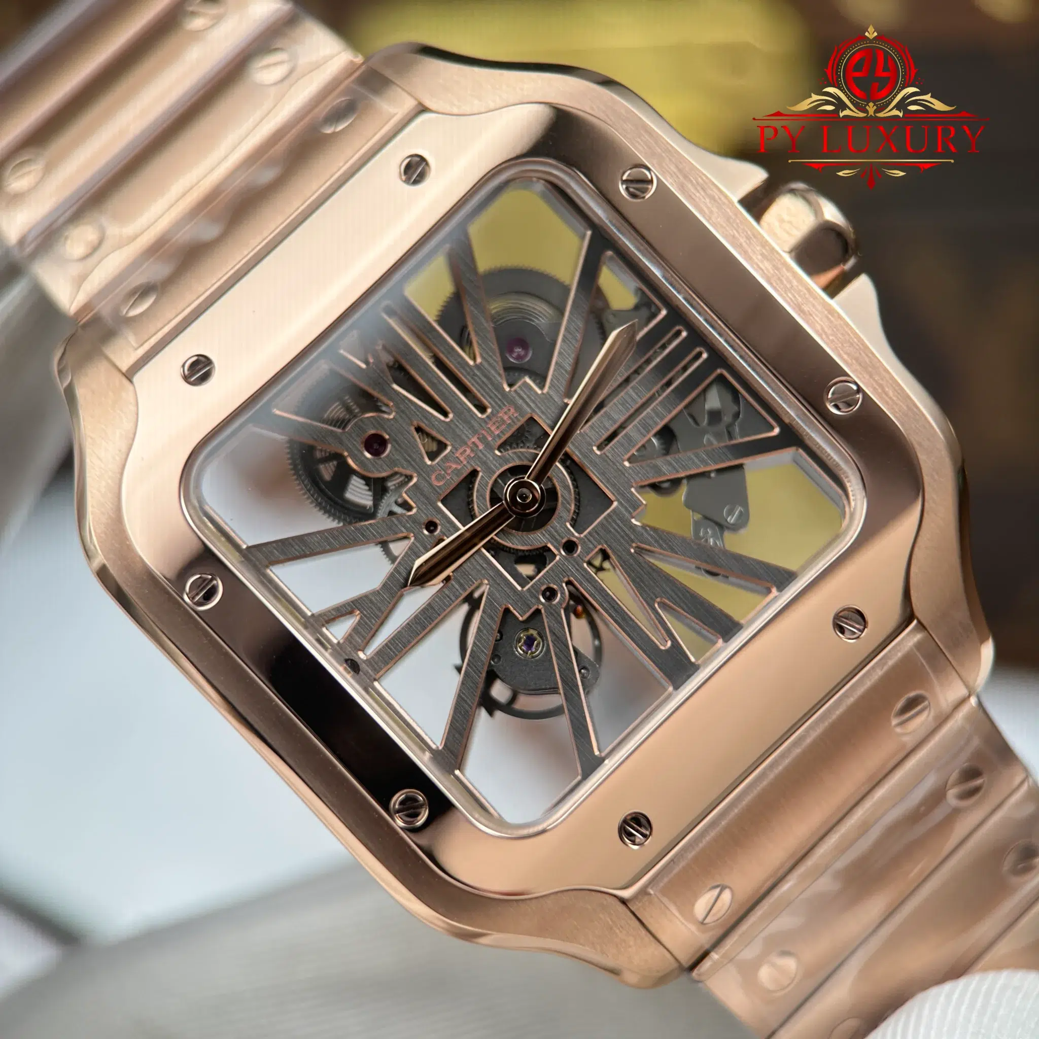 Cartier Santos Skeleton WHSA0016 Rose Gold Super Clone - 6