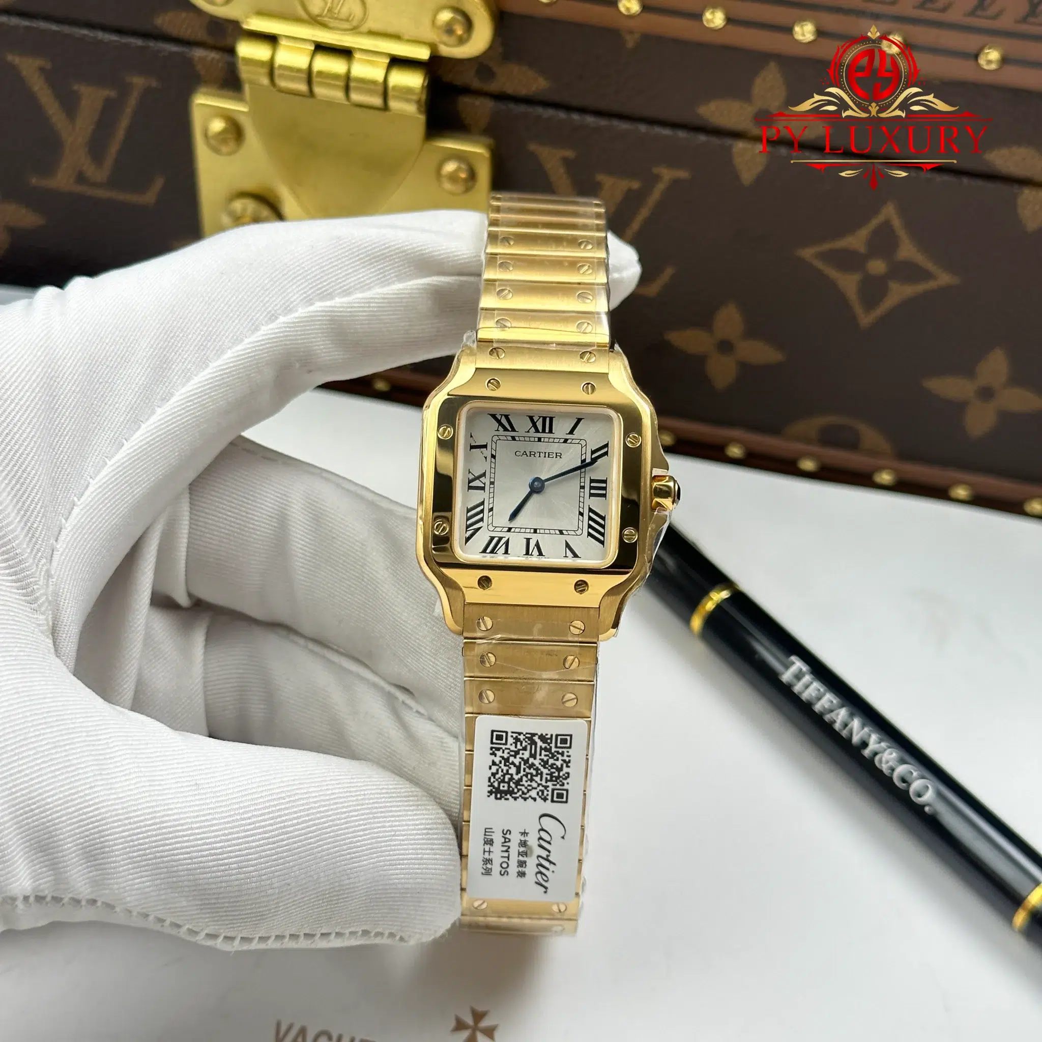 Cartier Santos WGSA0107 Yellow Gold Small Model Silver Dial Quartz - 1 Cartier Santos WGSA0107 Yellow Gold Mini Model Silver Dial Quartz Best Replica 27mm