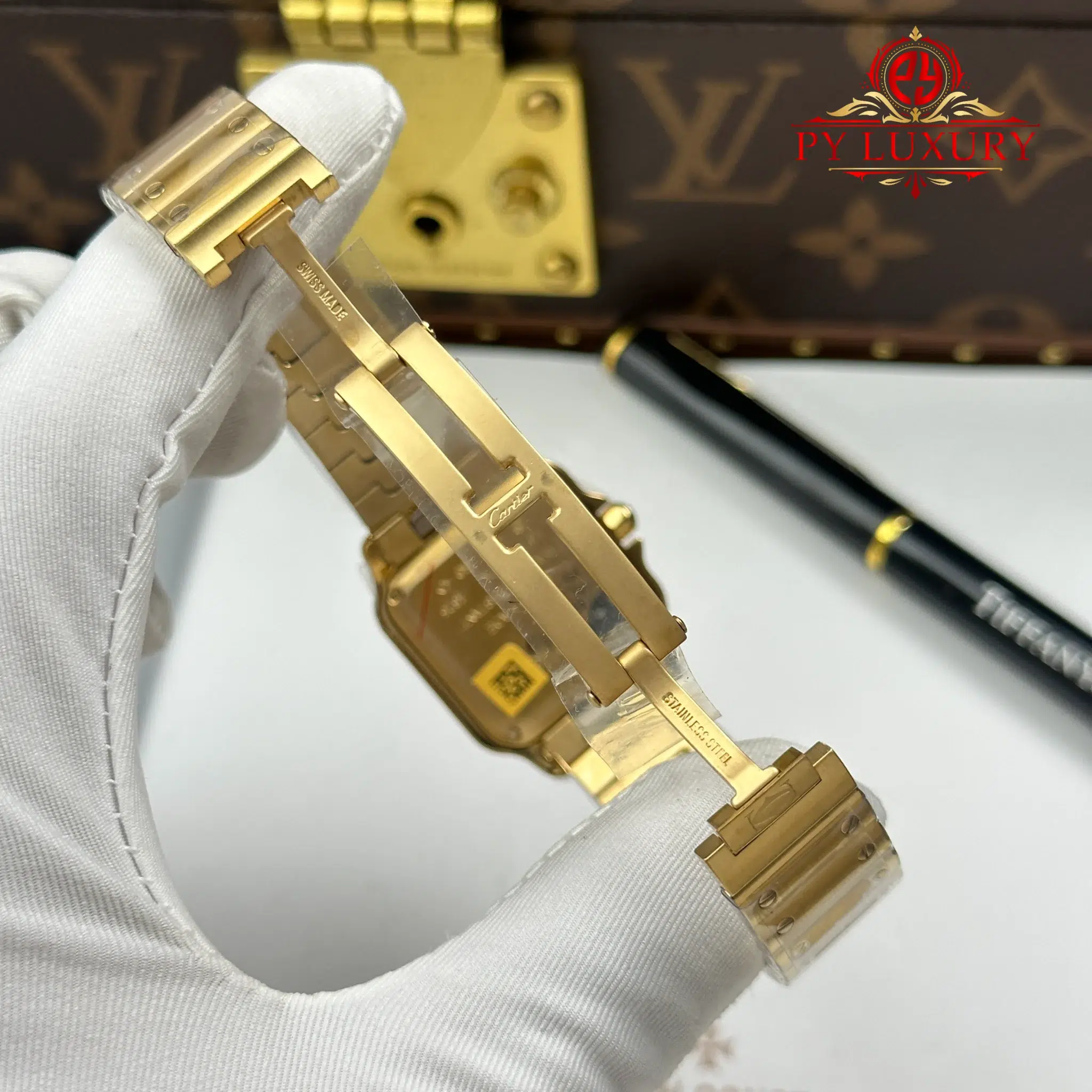 Cartier Santos WGSA0107 Yellow Gold Small Model Silver Dial Quartz - 10