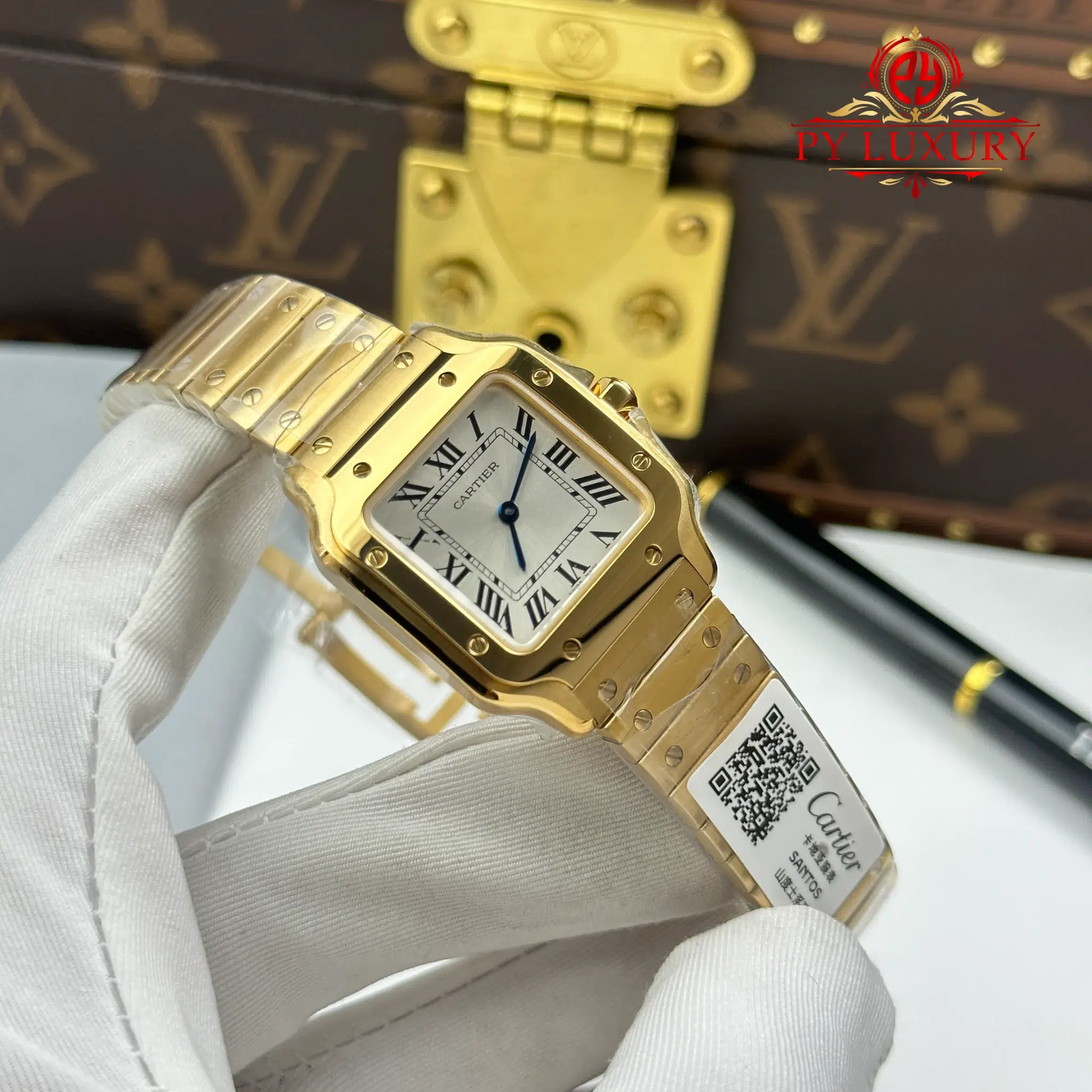 Cartier Santos WGSA0107 Yellow Gold Small Model Silver Dial Quartz - 2