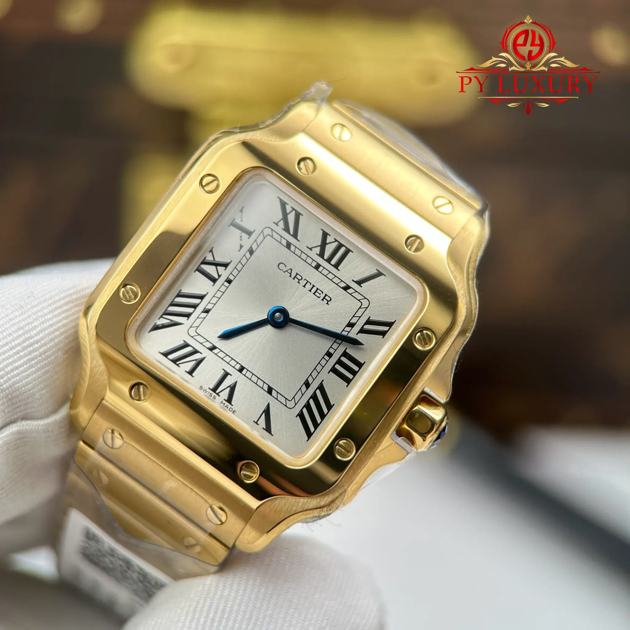 Cartier Santos WGSA0107 Yellow Gold Small Model Silver Dial Quartz - 4