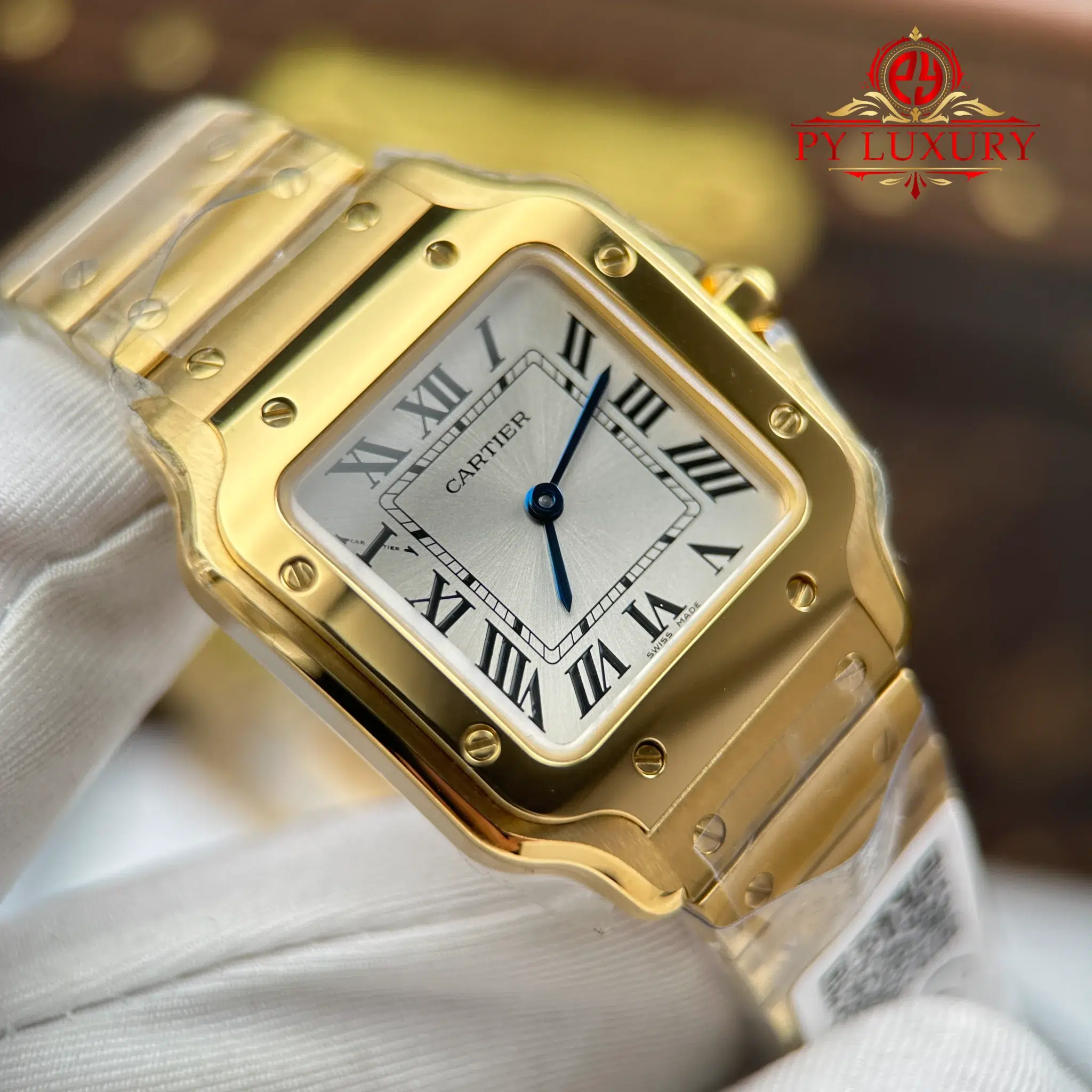 Cartier Santos WGSA0107 Yellow Gold Small Model Silver Dial Quartz - 5