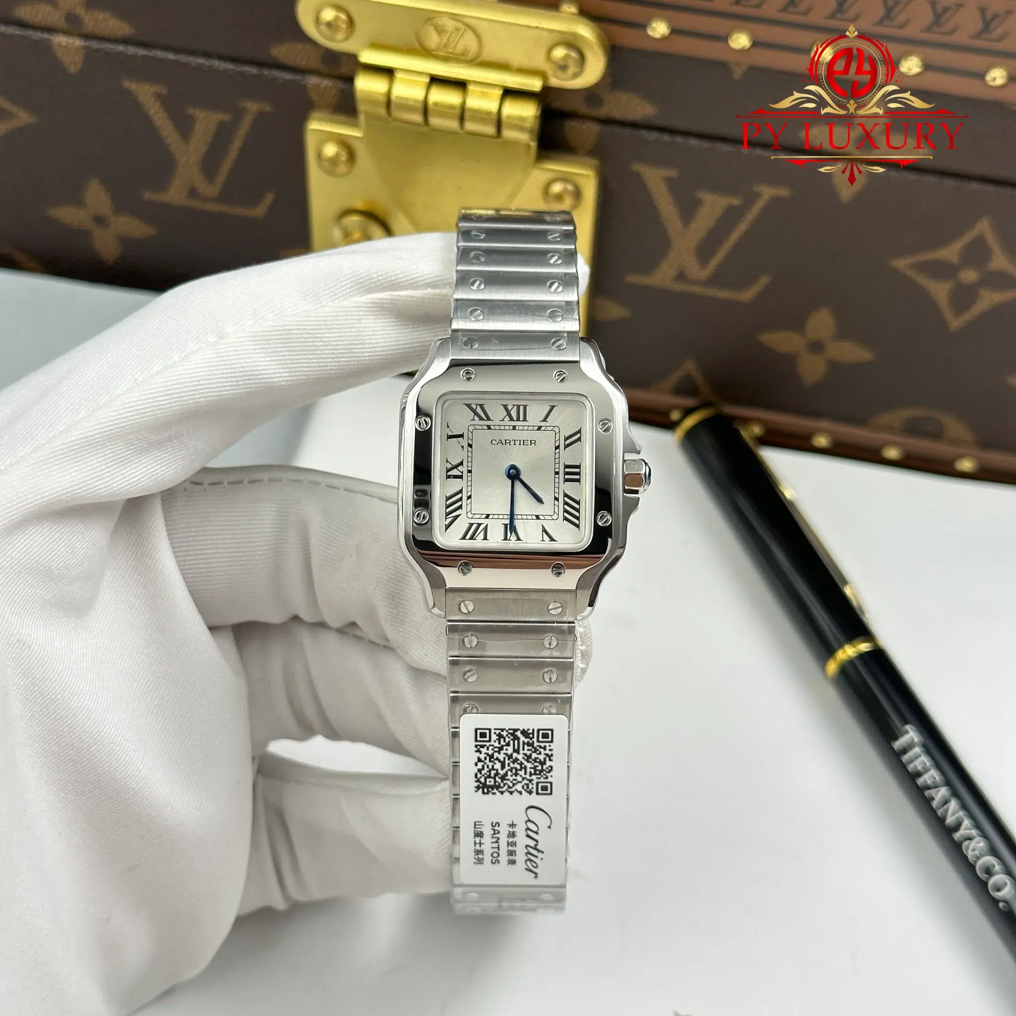 Cartier Santos WSSA0082 Silver Dial Steel Bracelet Quartz Best Replica - 1 Cartier Santos WSSA0082 Silver Dial Steel Bracelet Quartz Best Replica AF
