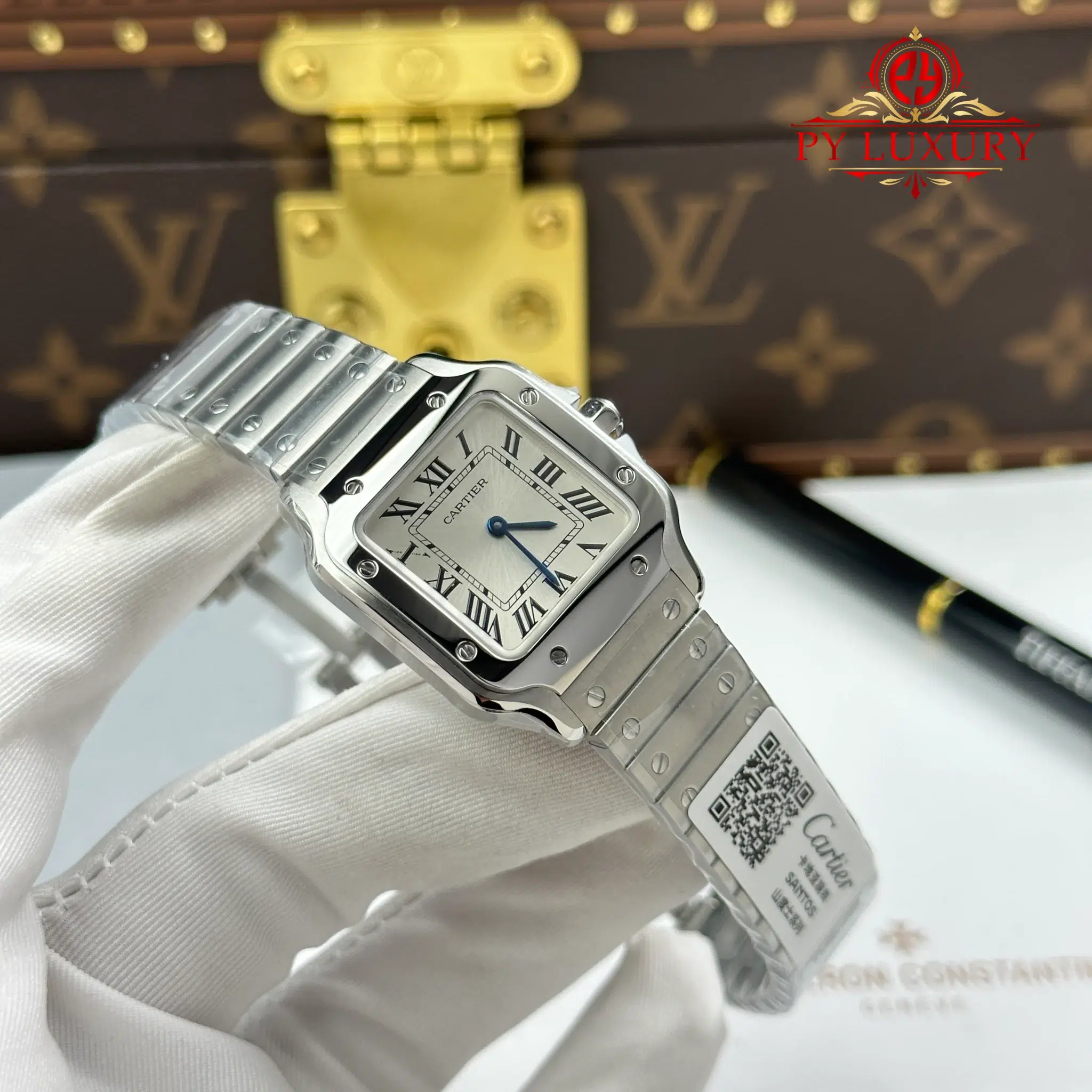 Cartier Santos WSSA0082 Silver Dial Steel Bracelet Quartz Best Replica - 4