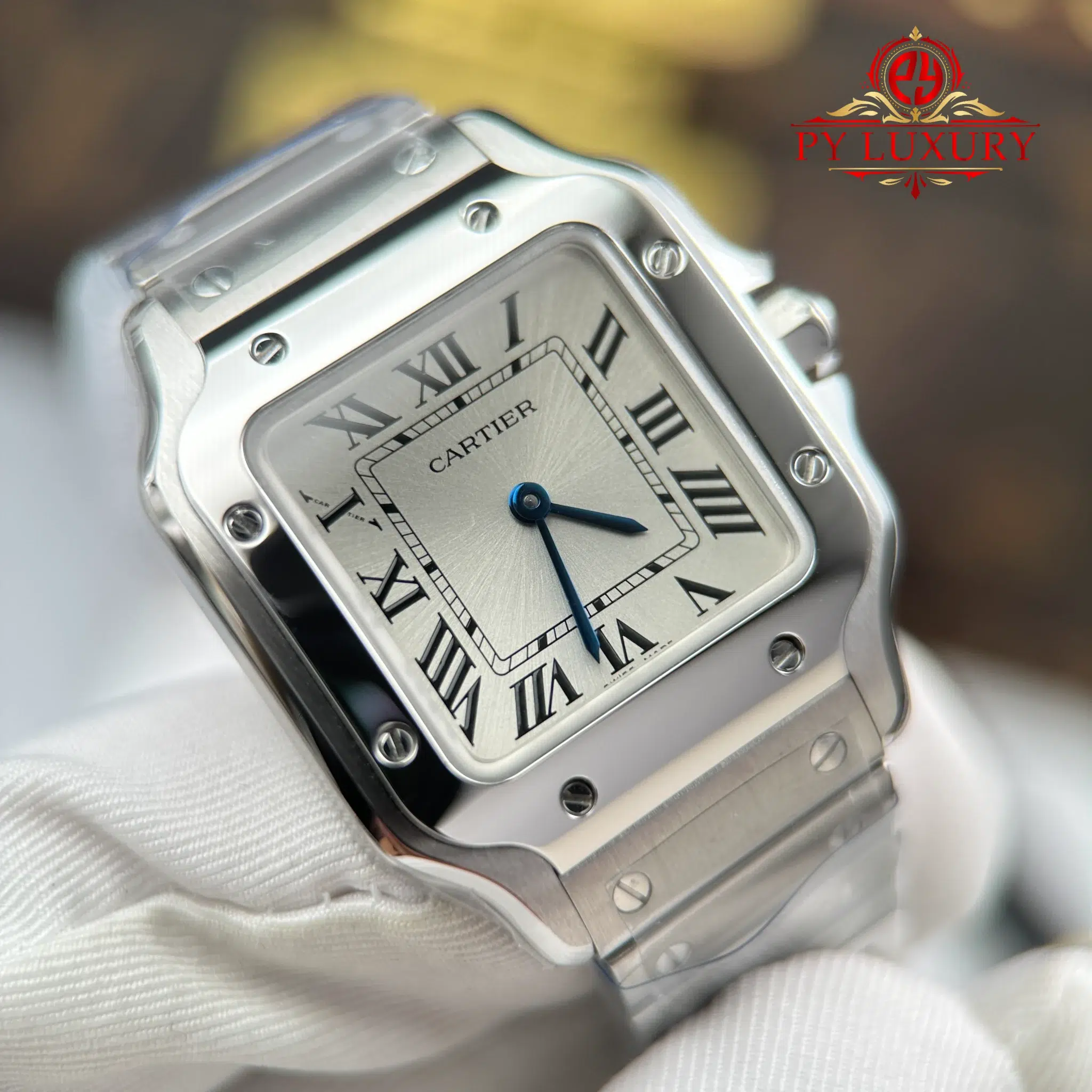 Cartier Santos WSSA0082 Silver Dial Steel Bracelet Quartz Best Replica - 6