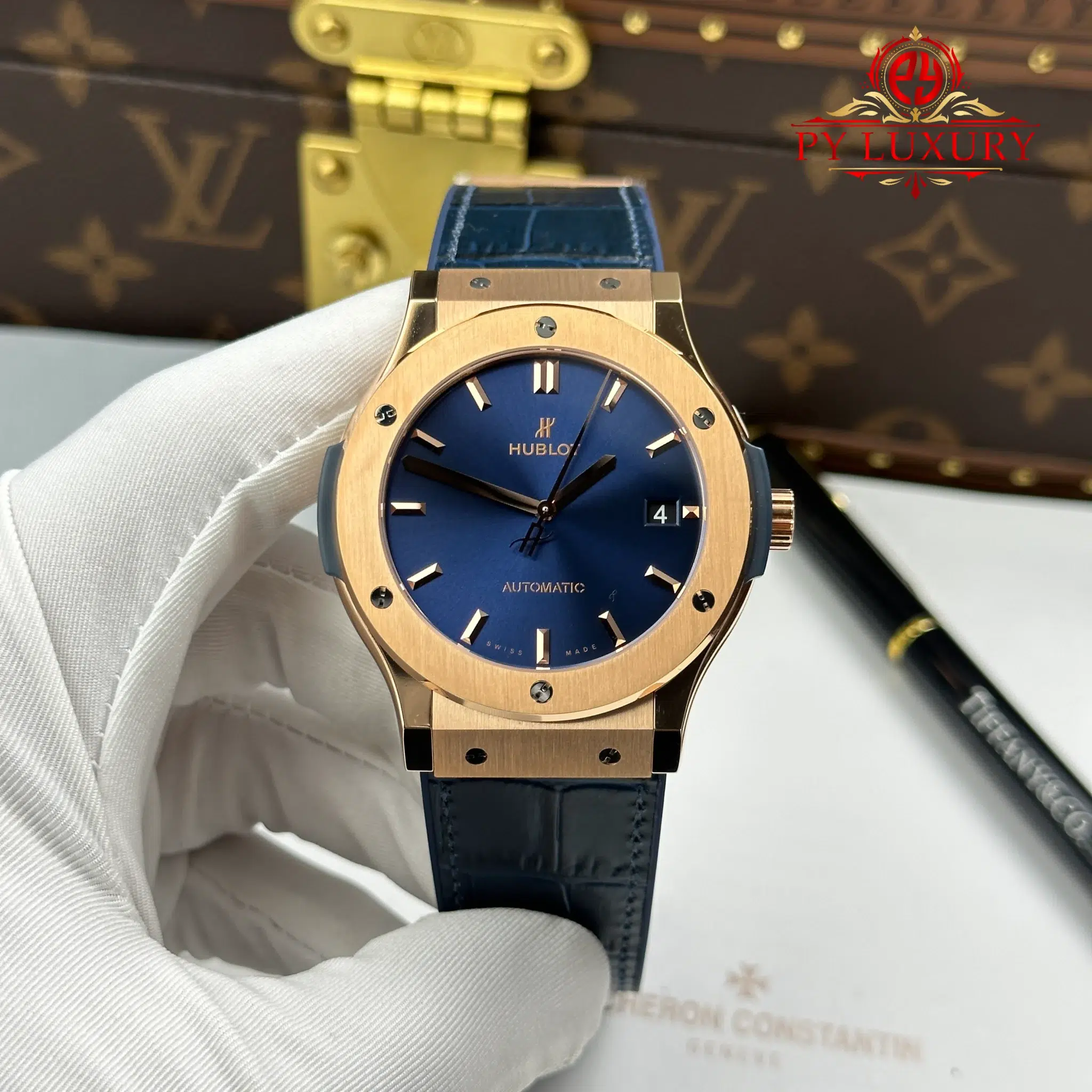 Hublot Classic Fusion King Gold Navy Blue Dial 45mm Best Replica JJZ - 1 Hublot Classic Fusion King Gold Navy Blue Dial 45mm 1:1 Best Replica JJZ