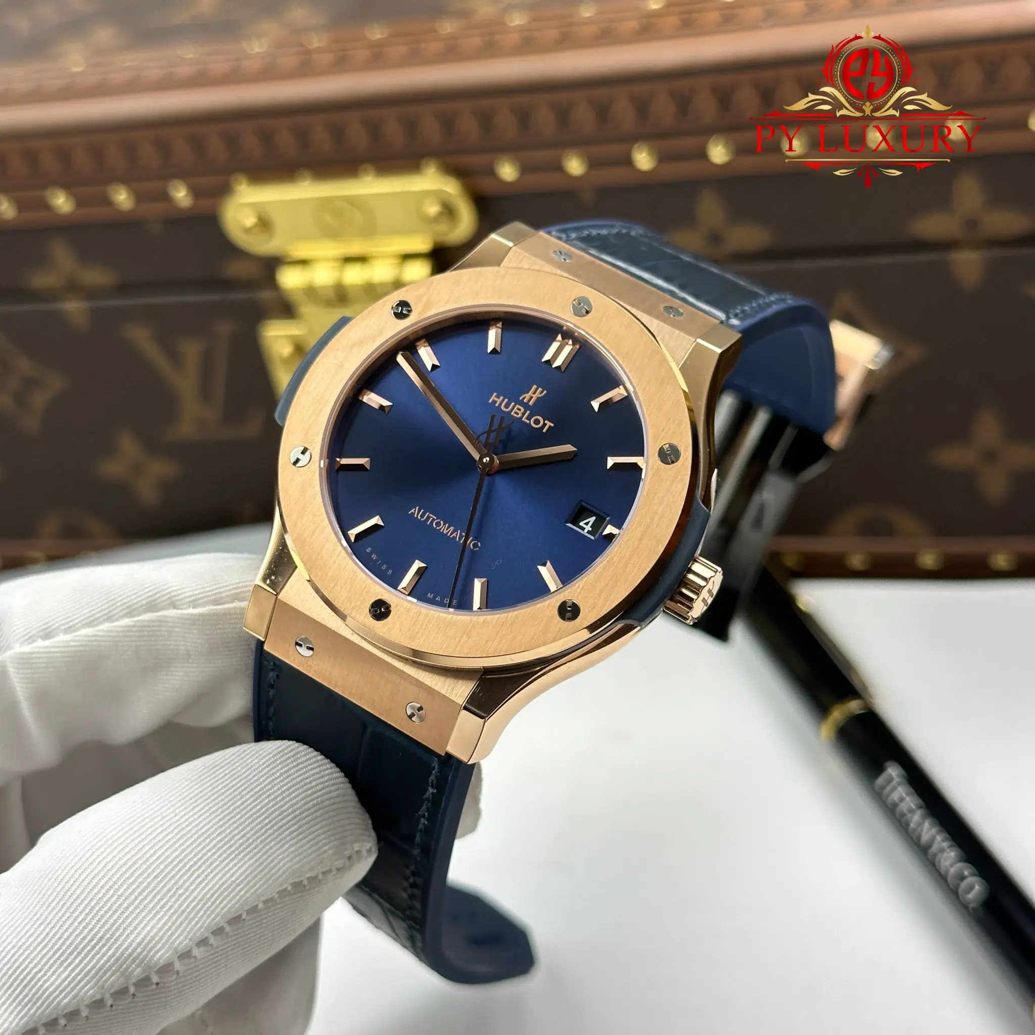 Hublot Classic Fusion King Gold Navy Blue Dial 45mm Best Replica JJZ - 3