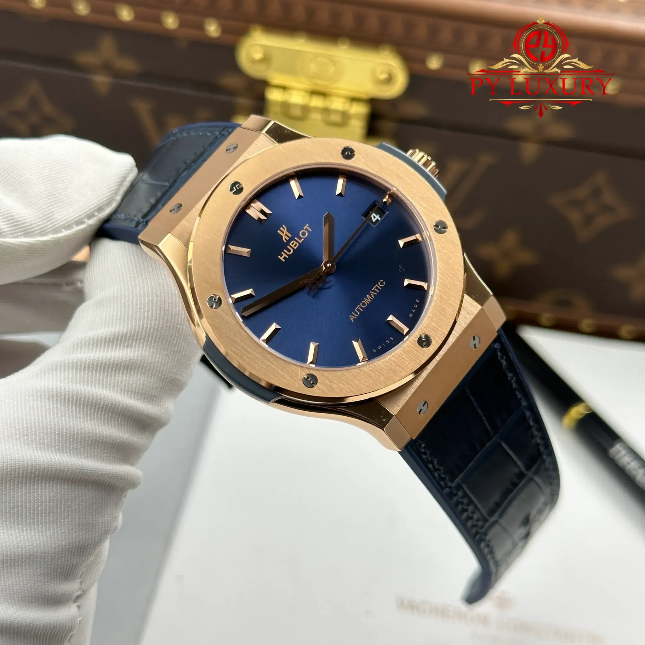 Hublot Classic Fusion King Gold Navy Blue Dial 45mm Best Replica JJZ - 4