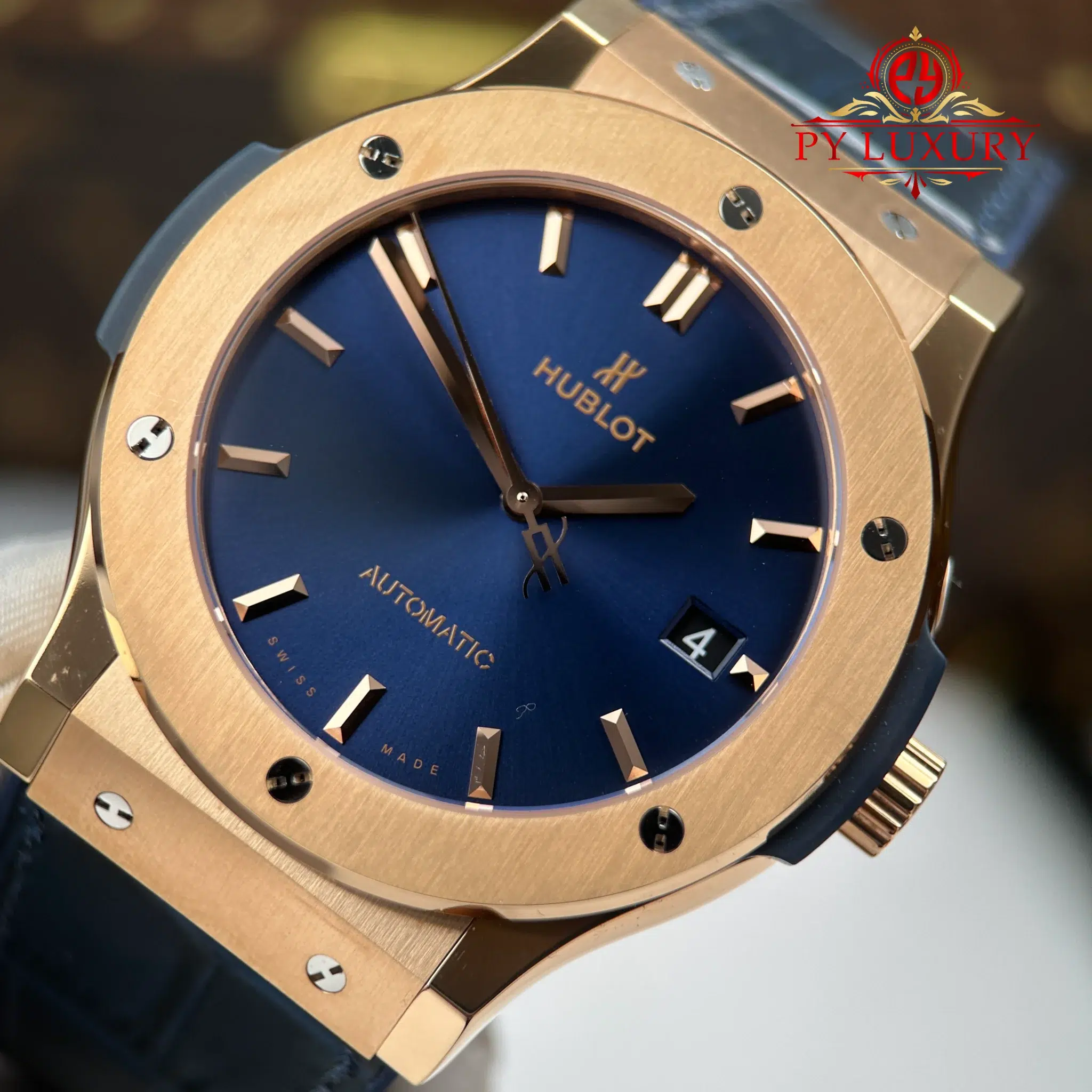 Hublot Classic Fusion King Gold Navy Blue Dial 45mm Best Replica JJZ - 5