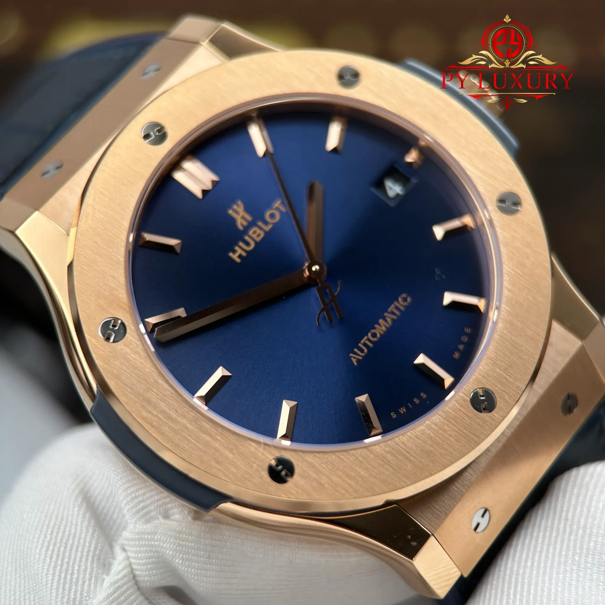 Hublot Classic Fusion King Gold Navy Blue Dial 45mm Best Replica JJZ - 6