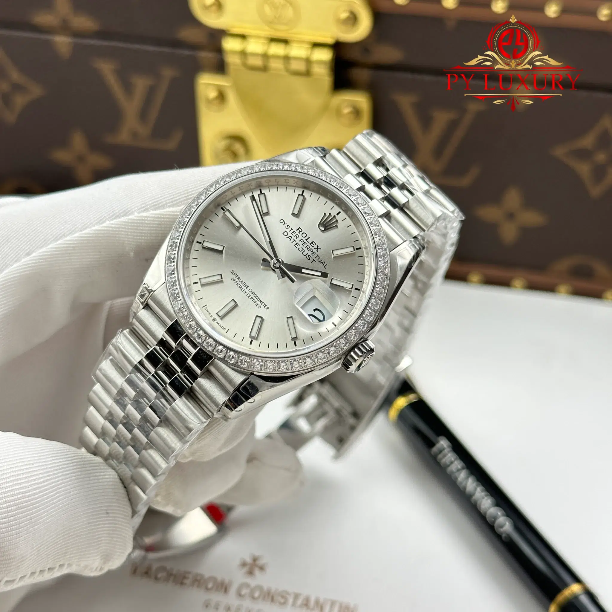 Rolex Datejust 126284RBR-0005 Silver Dial Diamond Bezel Jubilee Bracelet - 3