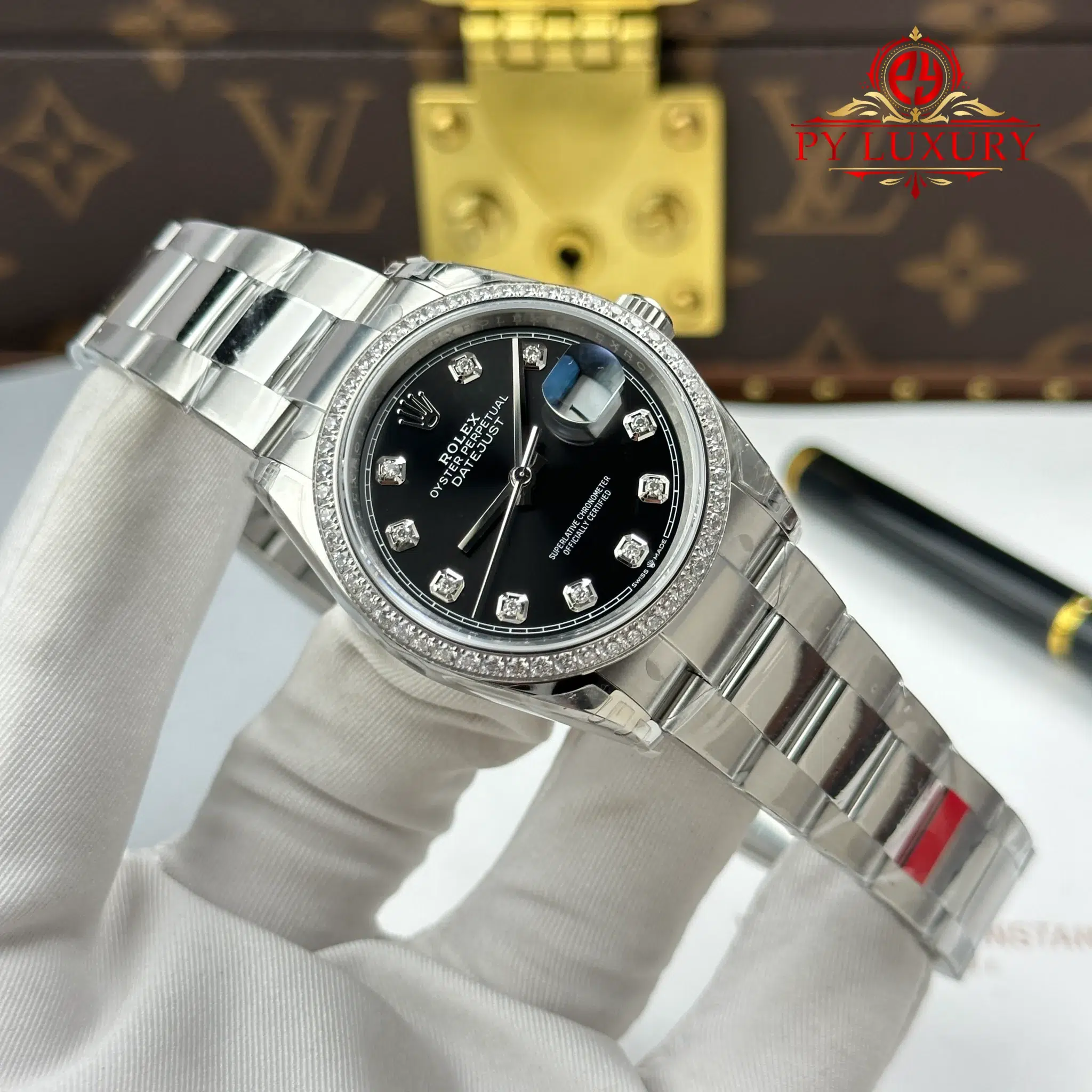 Rolex Datejust 126284RBR-0020 Black Diamond-set Dial Diamond Bezel Oyster Bracelet - 2