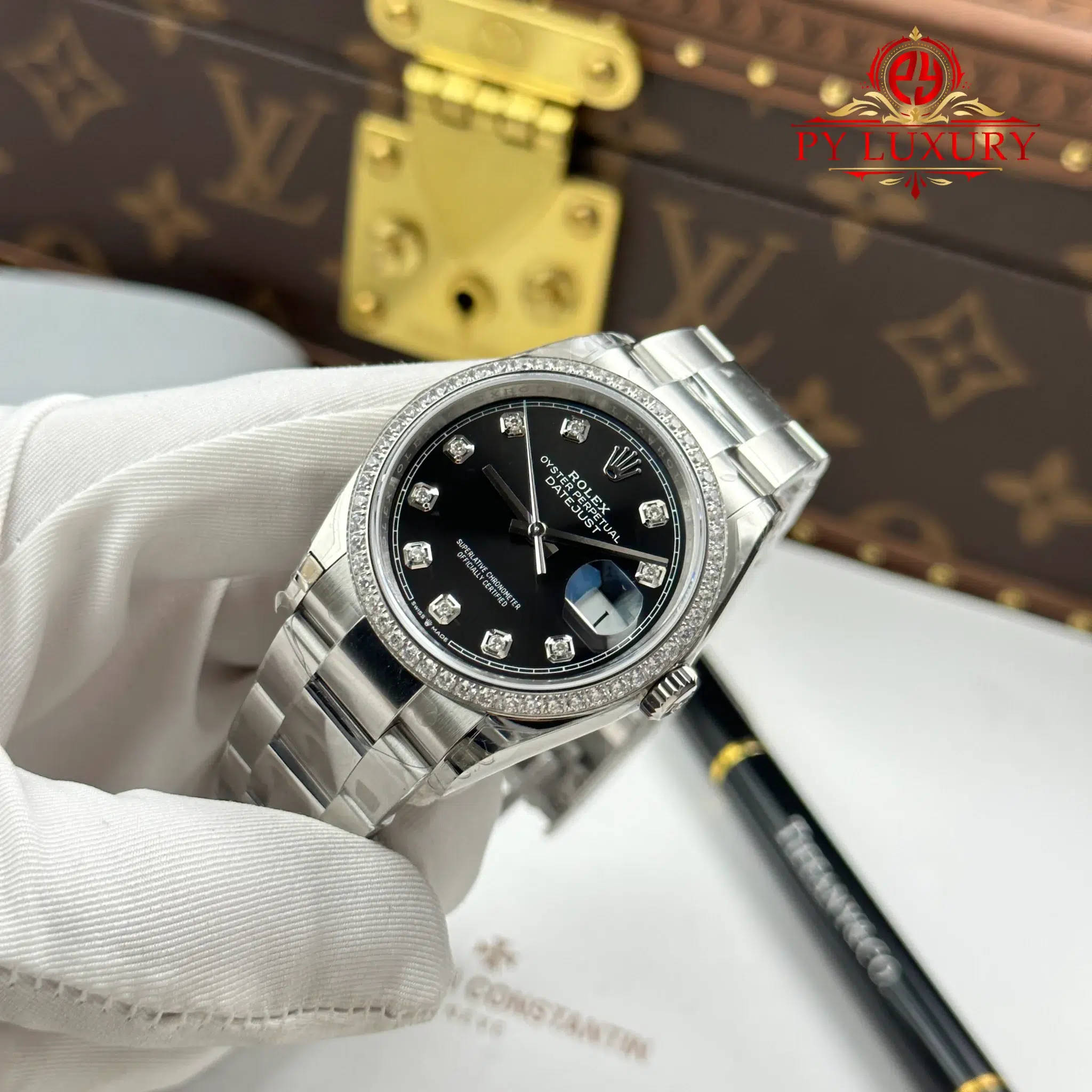 Rolex Datejust 126284RBR-0020 Black Diamond-set Dial Diamond Bezel Oyster Bracelet - 3