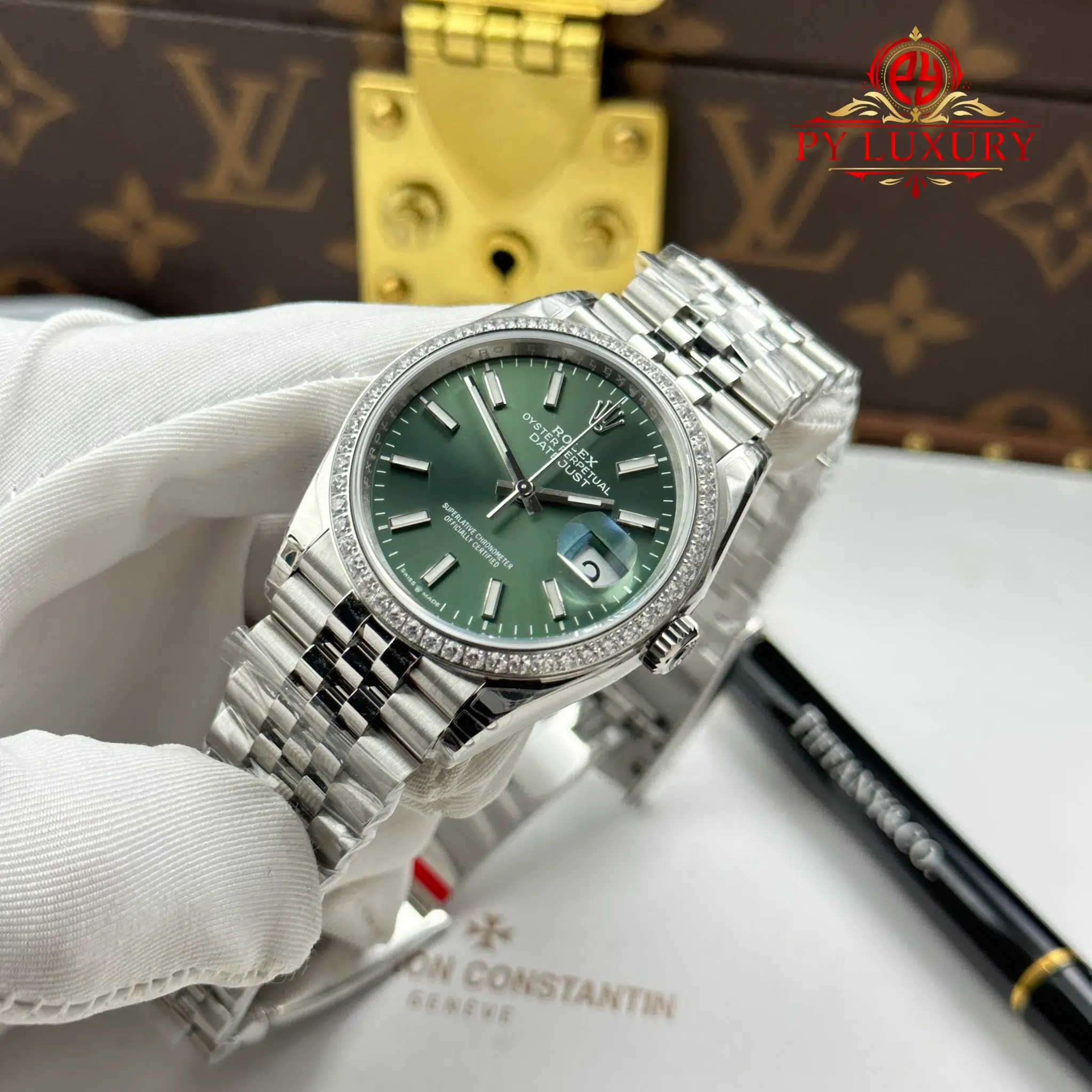 Rolex Datejust 126284RBR-0043 Mint Green Dial Diamond Bezel Jubilee Bracelet - 3