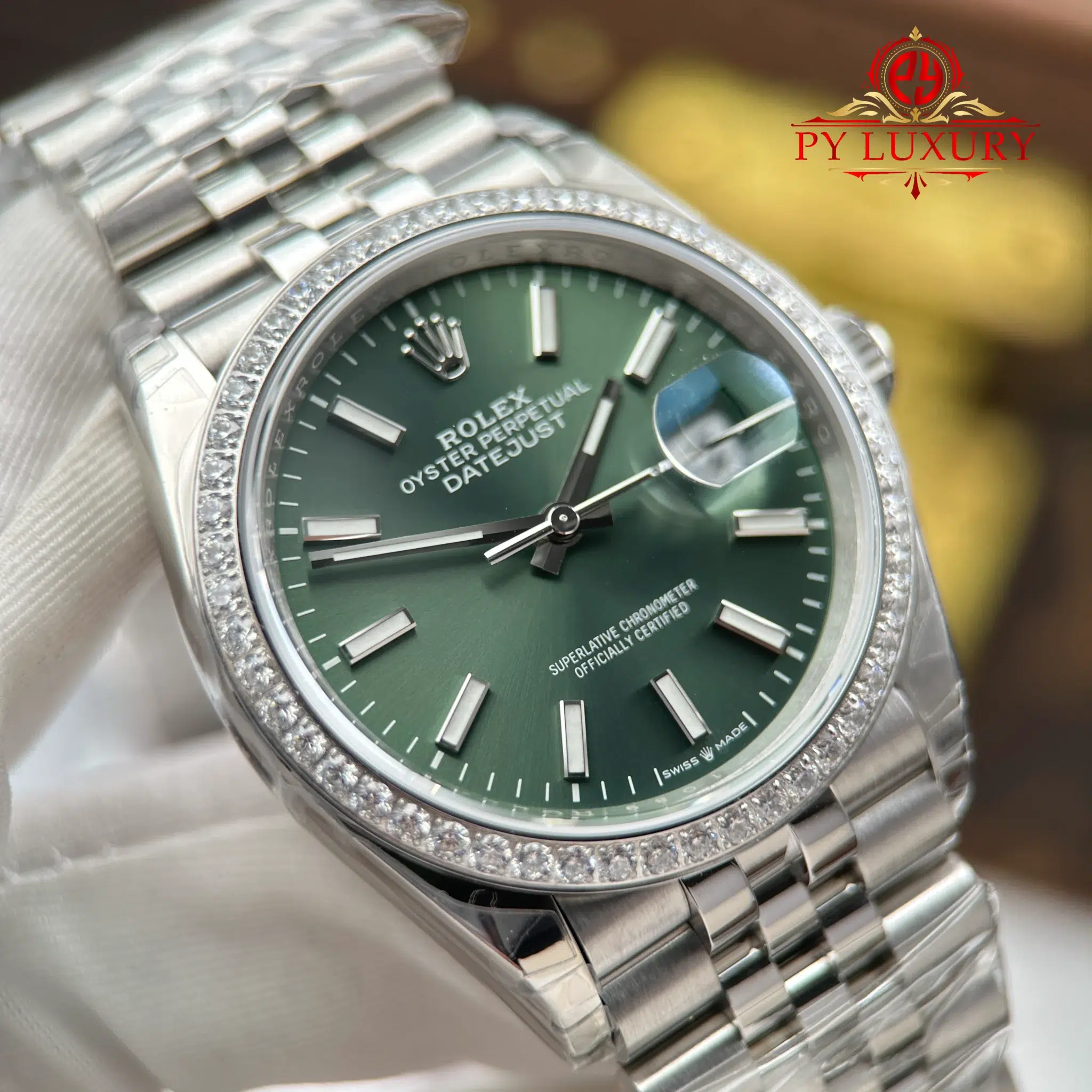 Rolex Datejust 126284RBR-0043 Mint Green Dial Diamond Bezel Jubilee Bracelet - 4