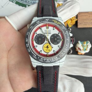 Rolex DiW Daytona Ferrari Edition RT White Quartz TPT Black Carbon Bezel Super Clone
